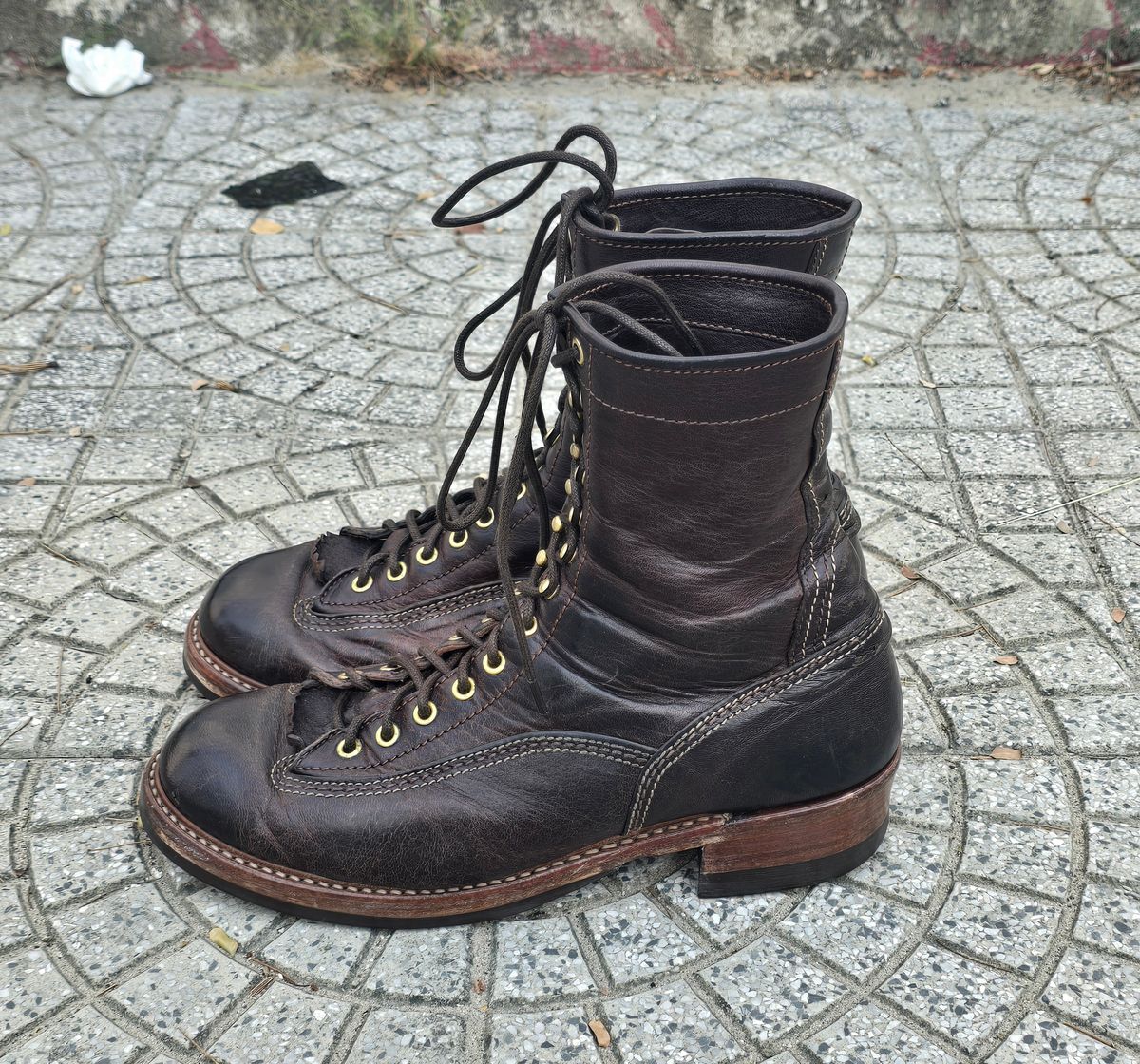 Photo by cpl.g.clegg on April 4, 2026 of the John Lofgren Donkey Puncher Boots in Ezo Shika Deerskin.