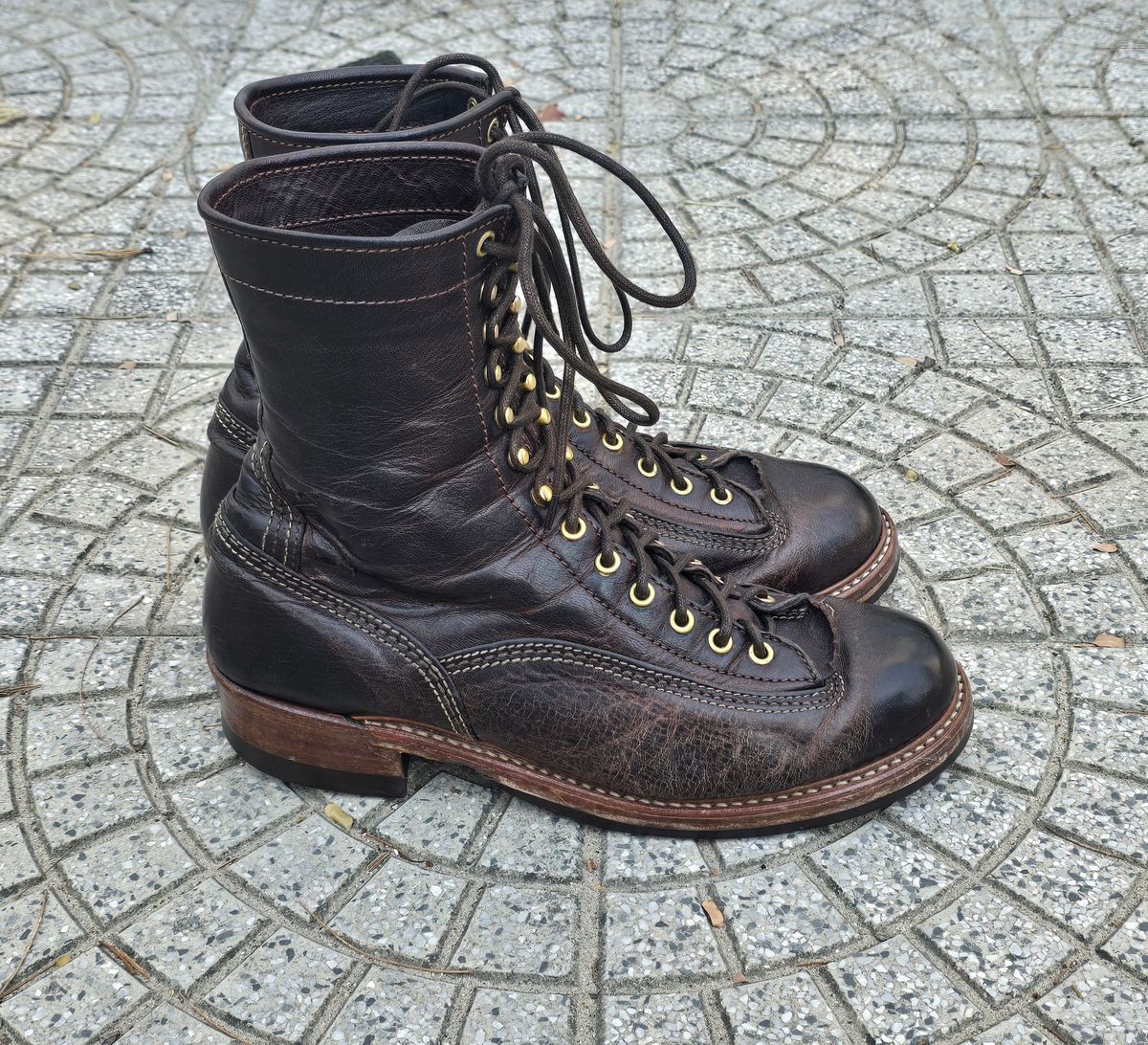 Photo by cpl.g.clegg on April 4, 2026 of the John Lofgren Donkey Puncher Boots in Ezo Shika Deerskin.