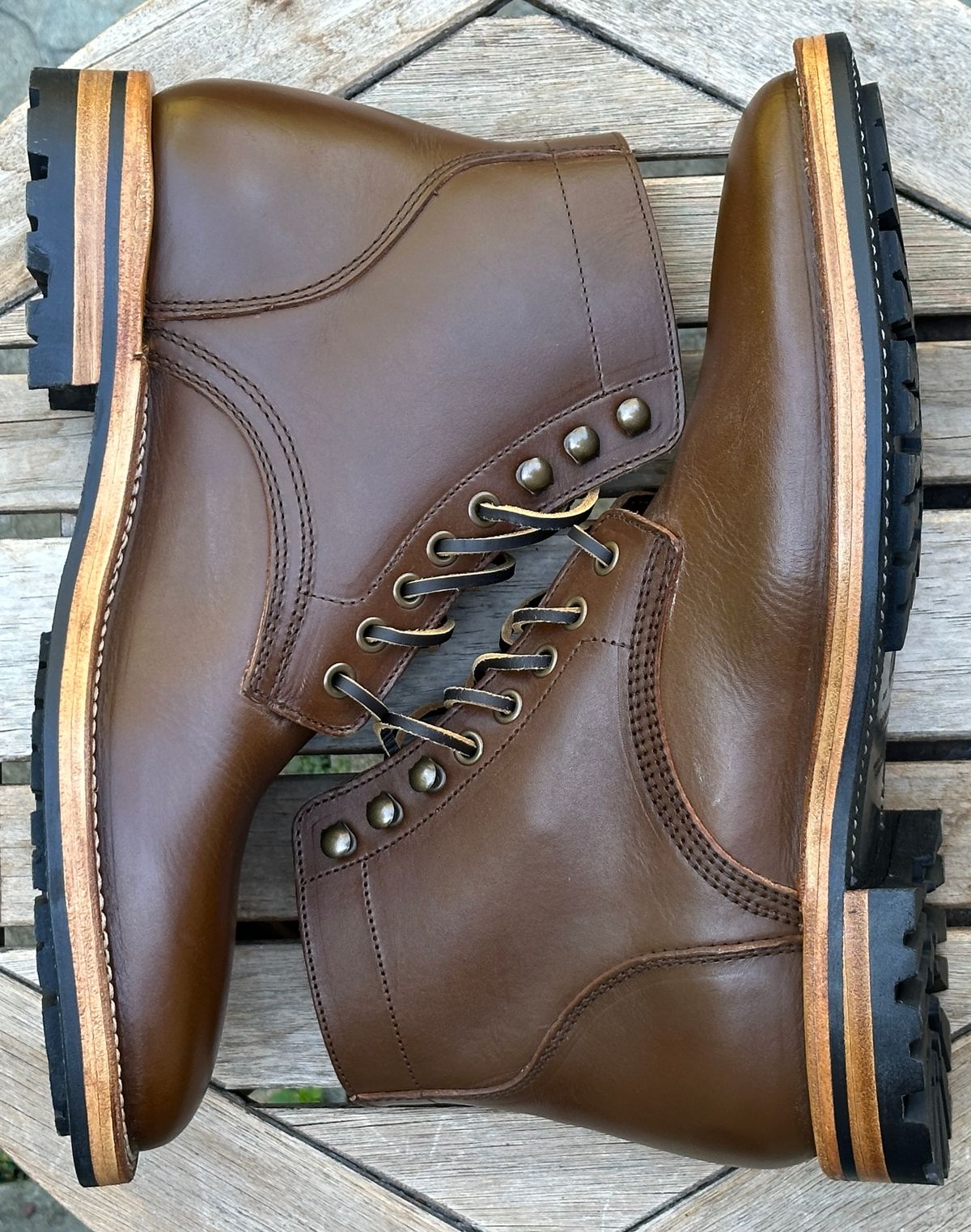 Photo by dawnpatrol on October 1, 2025 of the Parkhurst The Allen in Italipel Caramel Teacore Veg Tan.