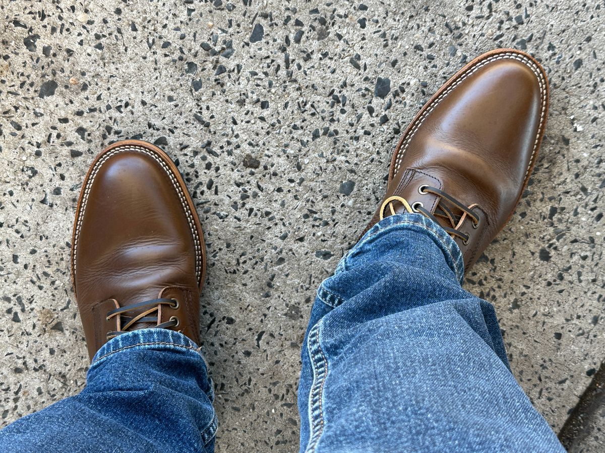 Photo by dawnpatrol on October 9, 2025 of the Parkhurst The Allen in Italipel Caramel Teacore Veg Tan.