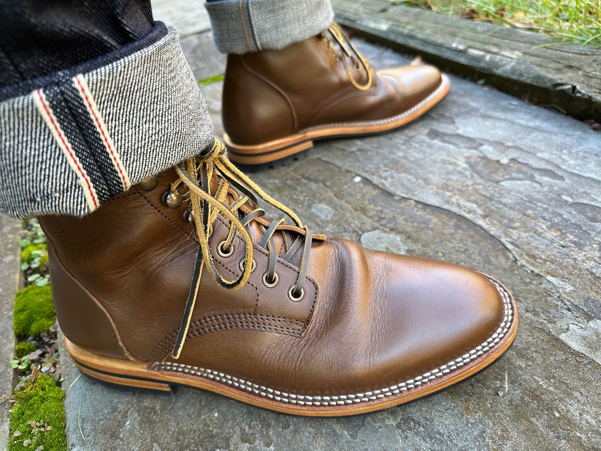 Photo by dawnpatrol on October 23, 2025 of the Parkhurst The Allen in Italipel Caramel Teacore Veg Tan.
