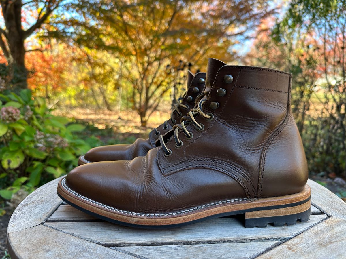 Photo by dawnpatrol on November 4, 2025 of the Parkhurst The Allen in Italipel Caramel Teacore Veg Tan.