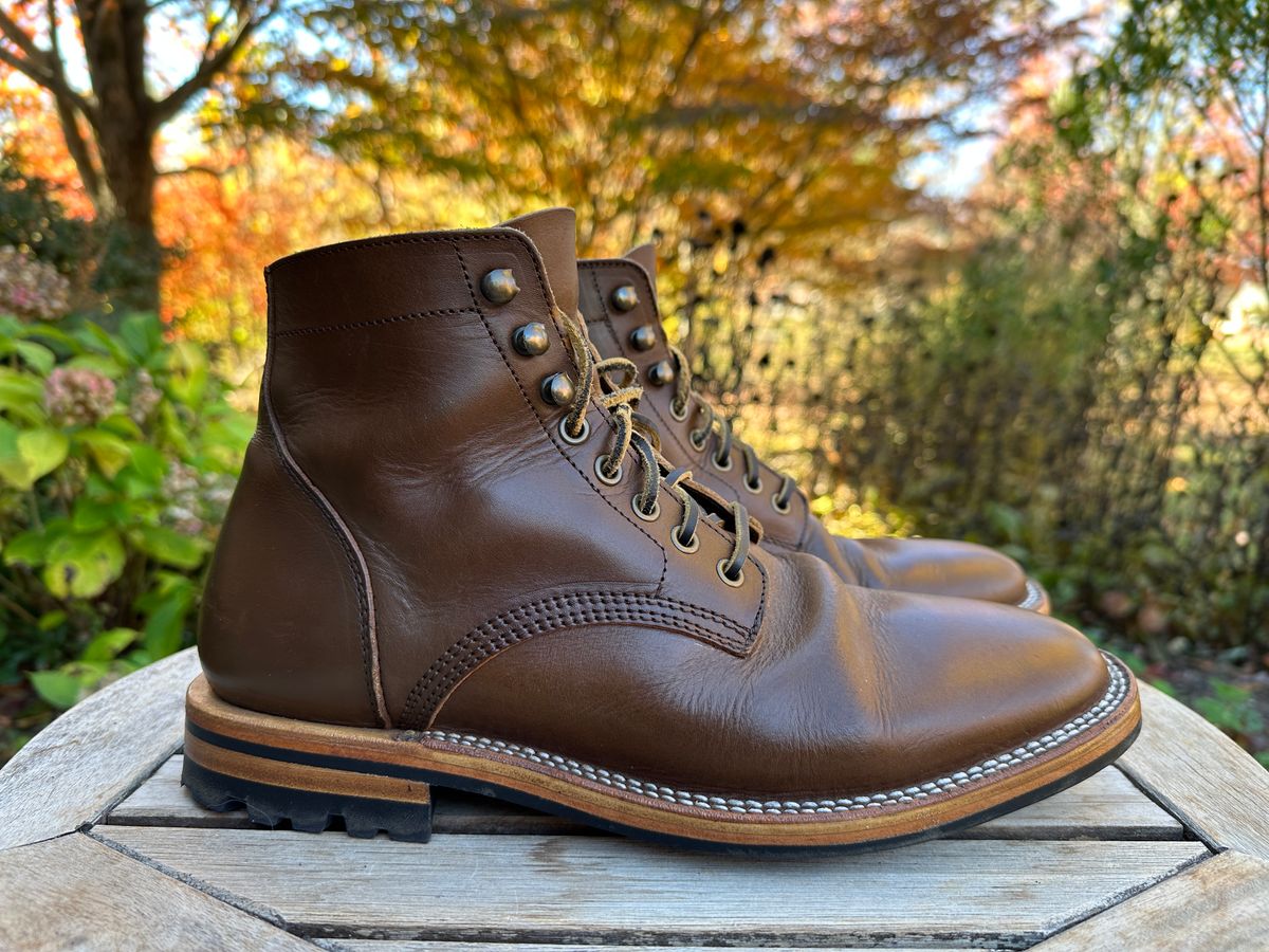Photo by dawnpatrol on November 4, 2025 of the Parkhurst The Allen in Italipel Caramel Teacore Veg Tan.