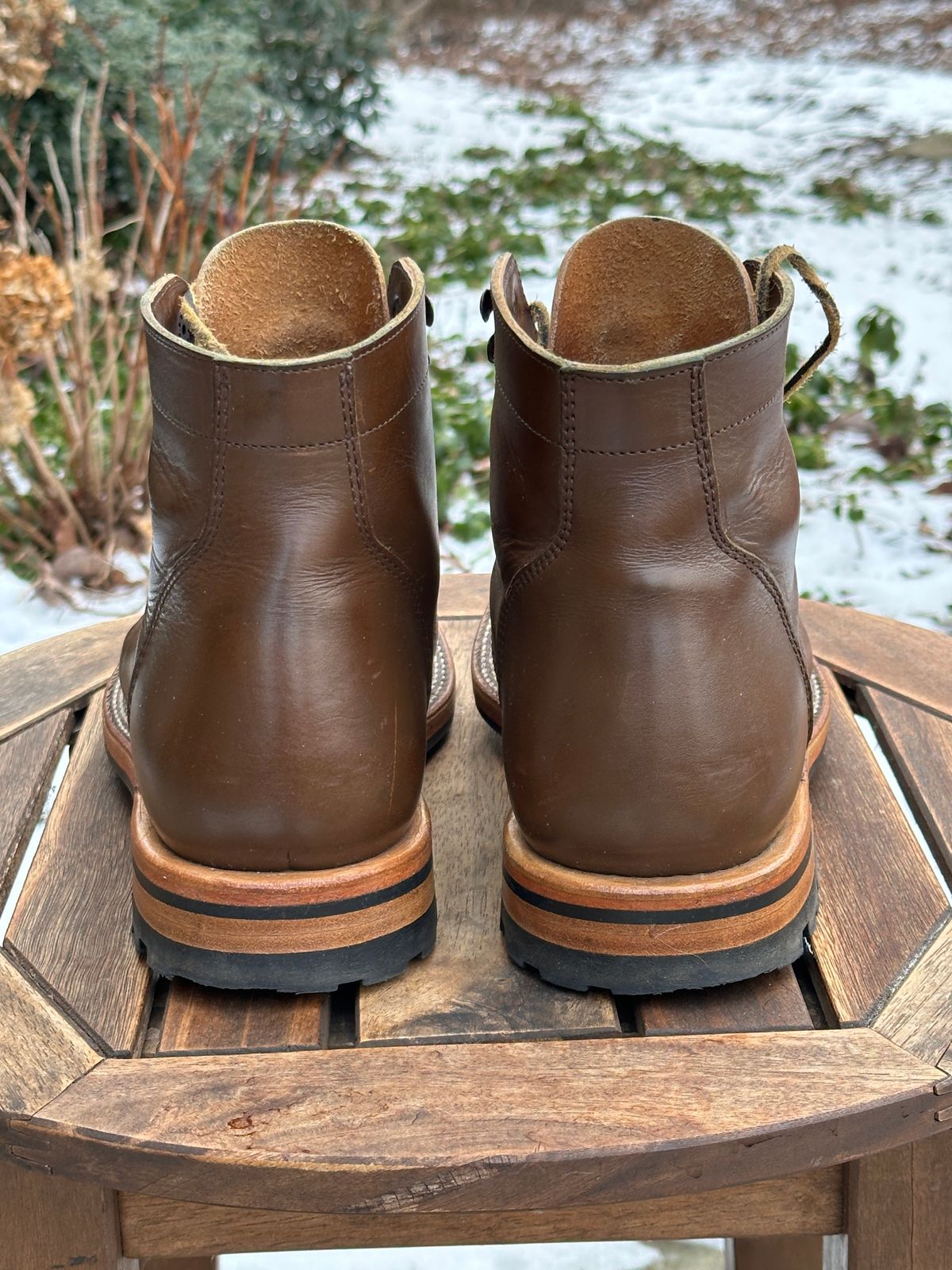 Photo by dawnpatrol on January 3, 2026 of the Parkhurst The Allen in Italipel Caramel Teacore Veg Tan.