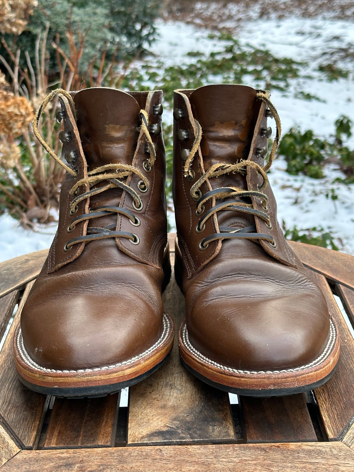 Photo by dawnpatrol on January 3, 2026 of the Parkhurst The Allen in Italipel Caramel Teacore Veg Tan.