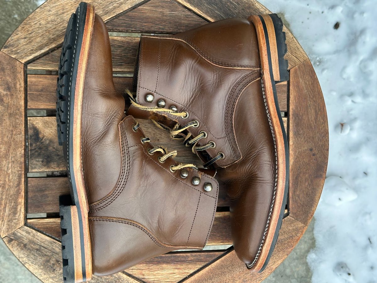 Photo by dawnpatrol on January 3, 2026 of the Parkhurst The Allen in Italipel Caramel Teacore Veg Tan.