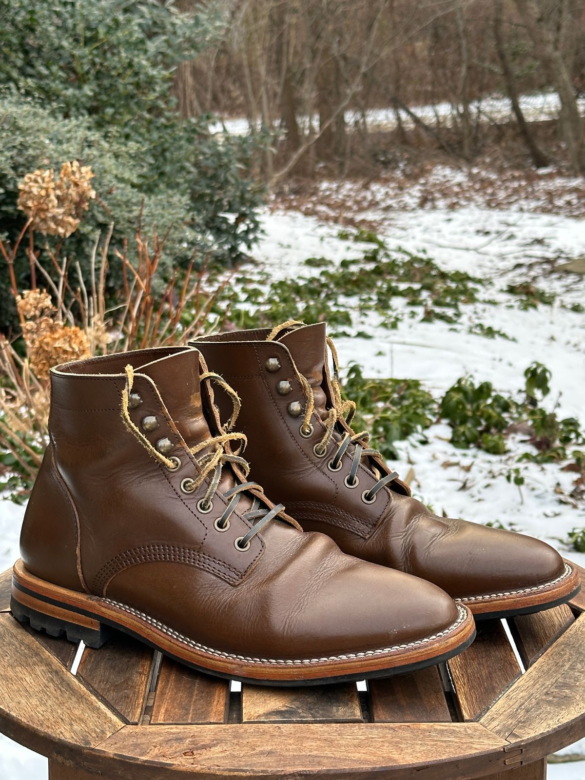 Photo by dawnpatrol on January 3, 2026 of the Parkhurst The Allen in Italipel Caramel Teacore Veg Tan.