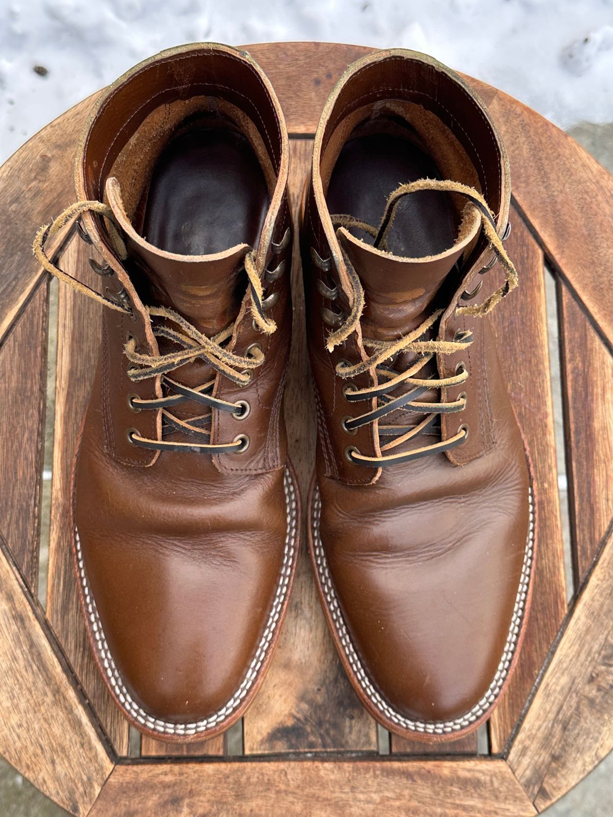 Photo by dawnpatrol on January 3, 2026 of the Parkhurst The Allen in Italipel Caramel Teacore Veg Tan.