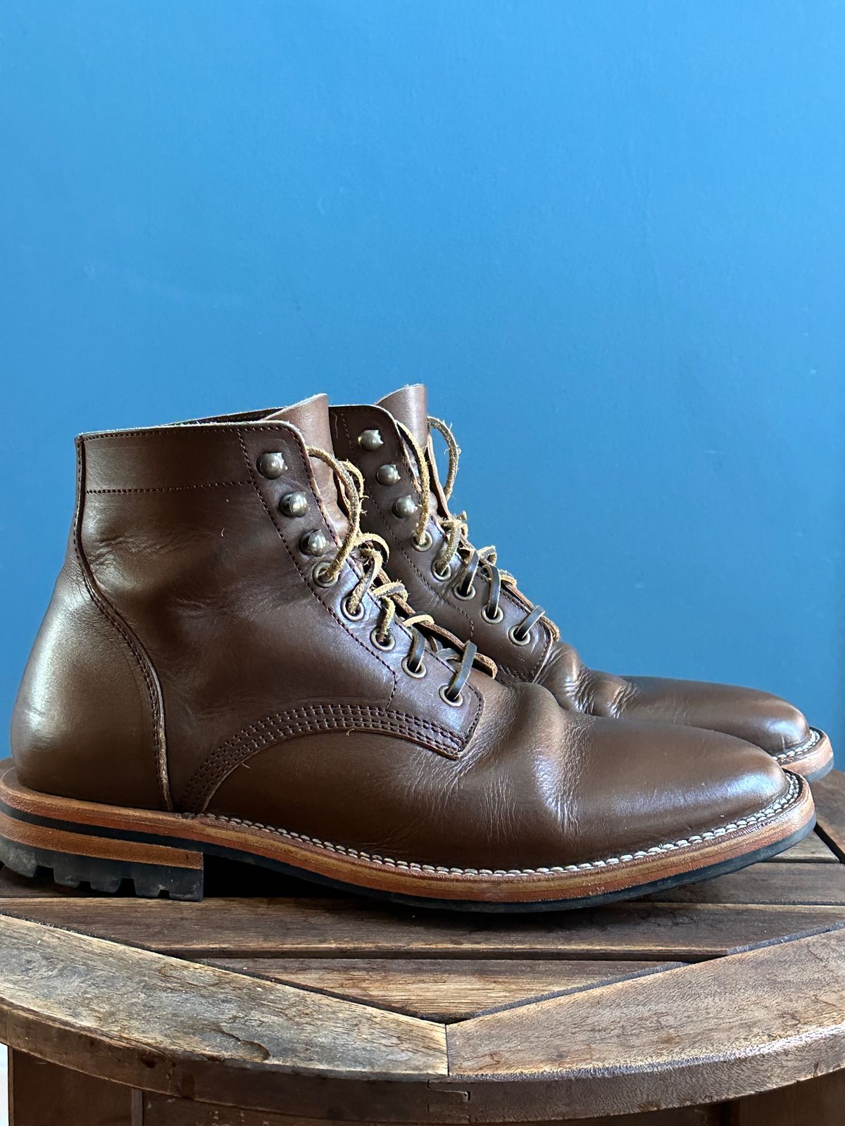 Photo by dawnpatrol on February 3, 2026 of the Parkhurst The Allen in Italipel Caramel Teacore Veg Tan.