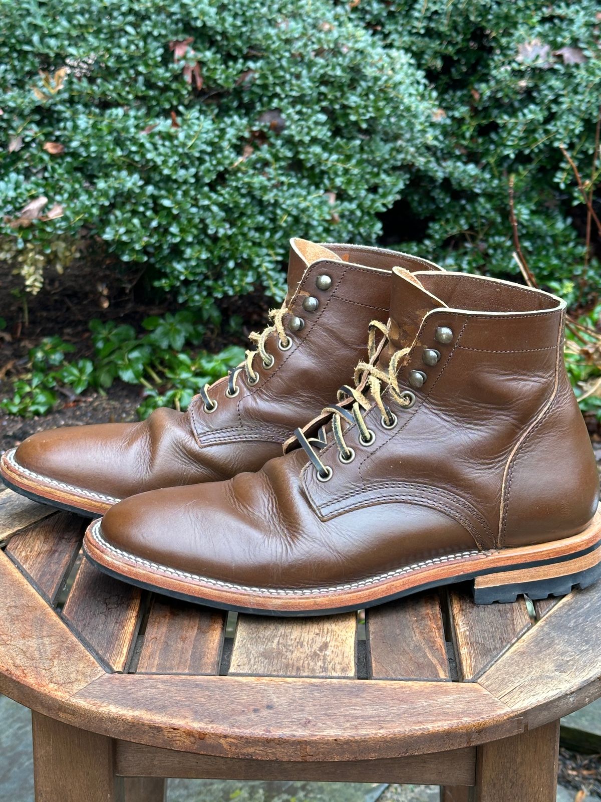 Photo by dawnpatrol on March 5, 2026 of the Parkhurst The Allen in Italipel Caramel Teacore Veg Tan.
