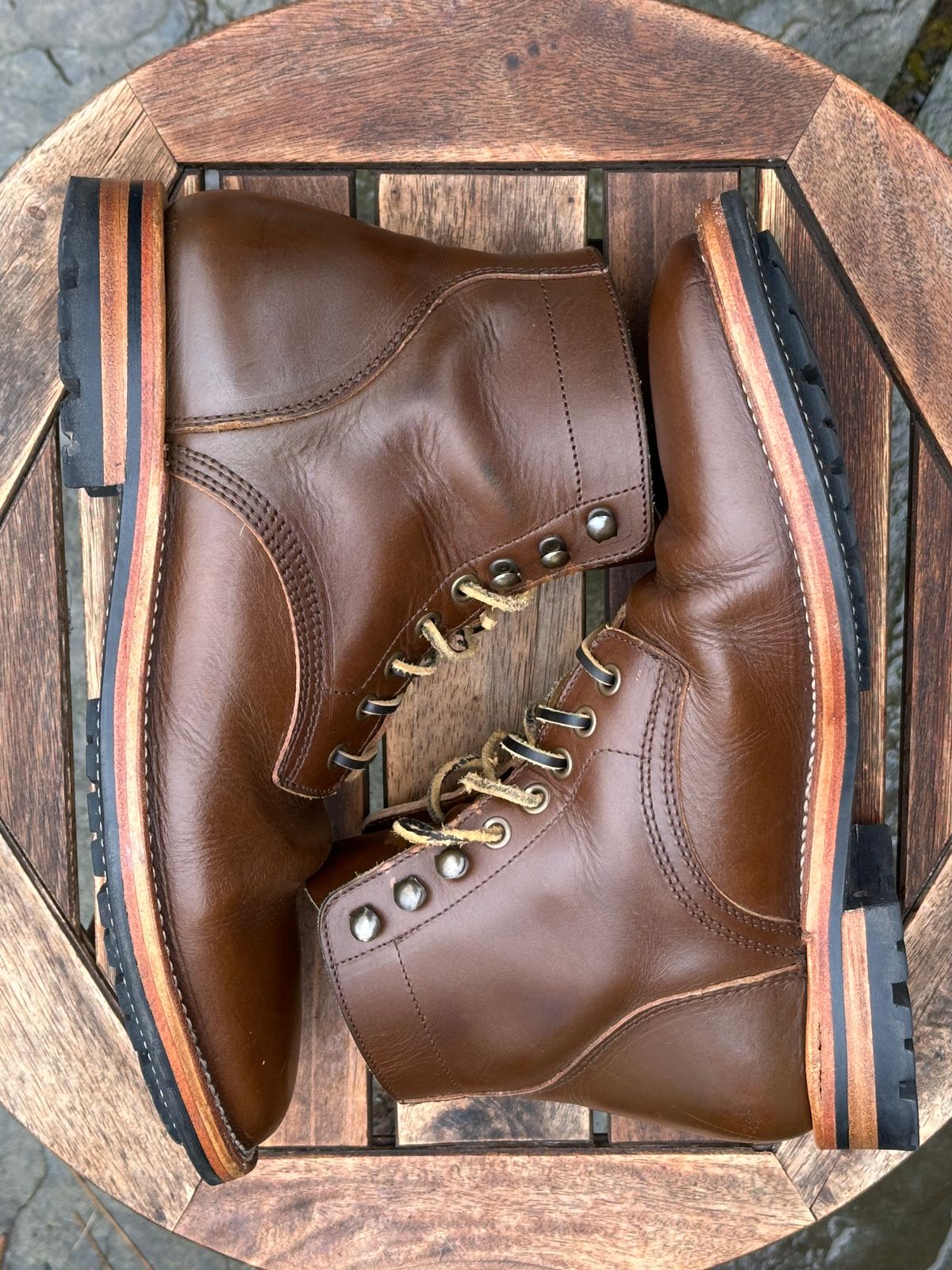 Photo by dawnpatrol on March 5, 2026 of the Parkhurst The Allen in Italipel Caramel Teacore Veg Tan.