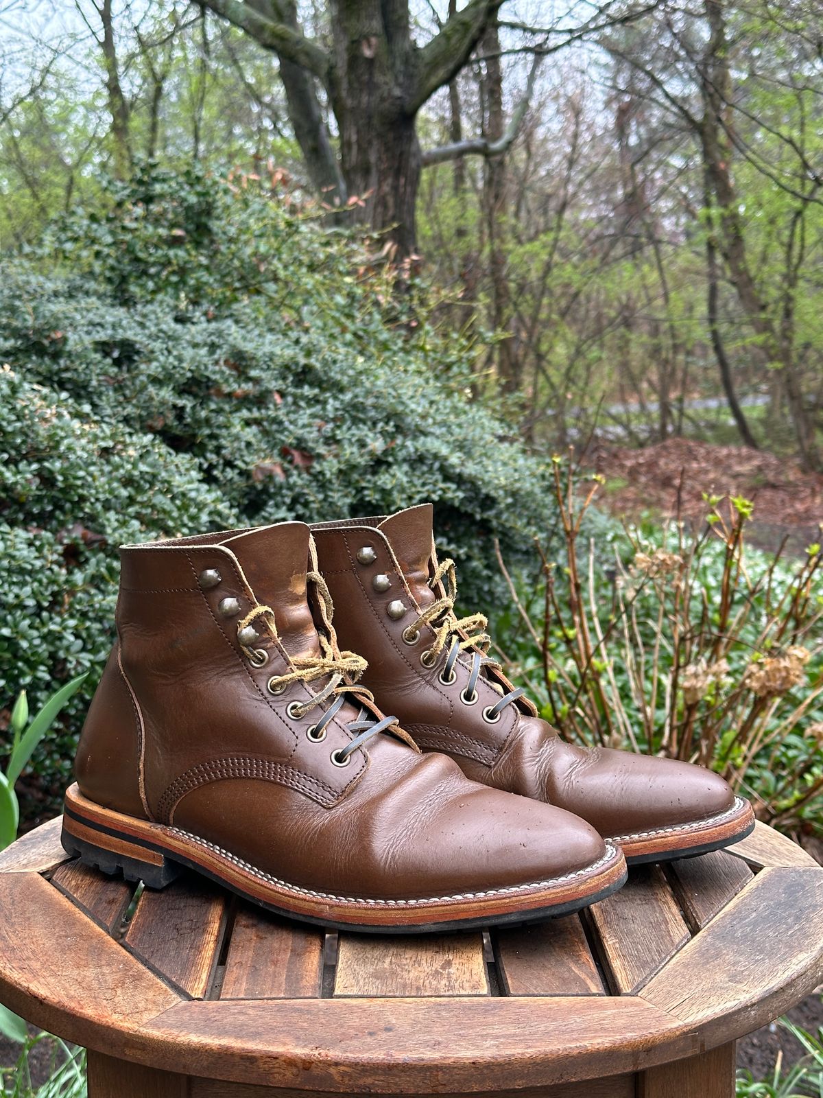 Photo by dawnpatrol on April 5, 2026 of the Parkhurst The Allen in Italipel Caramel Teacore Veg Tan.