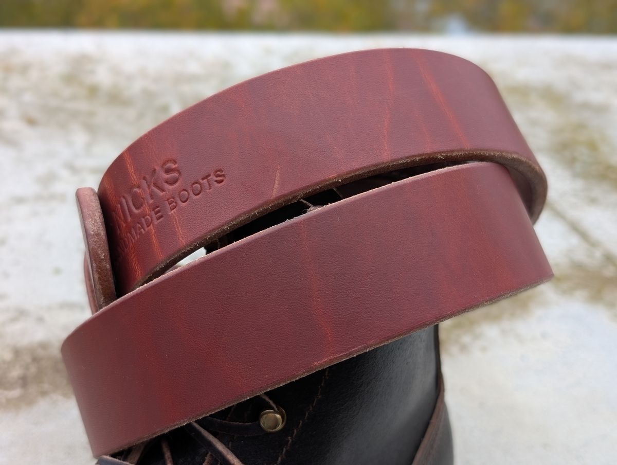 Photo by Gauffrier on November 1, 2025 of the Nicks Heavy duty Work Belt in Wickett & Craig Natural Double Stuffed.