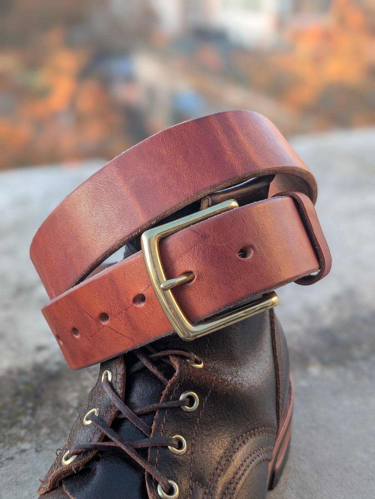 Photo by Gauffrier on December 1, 2025 of the Nicks Heavy duty Work Belt in Wickett & Craig Natural Double Stuffed.