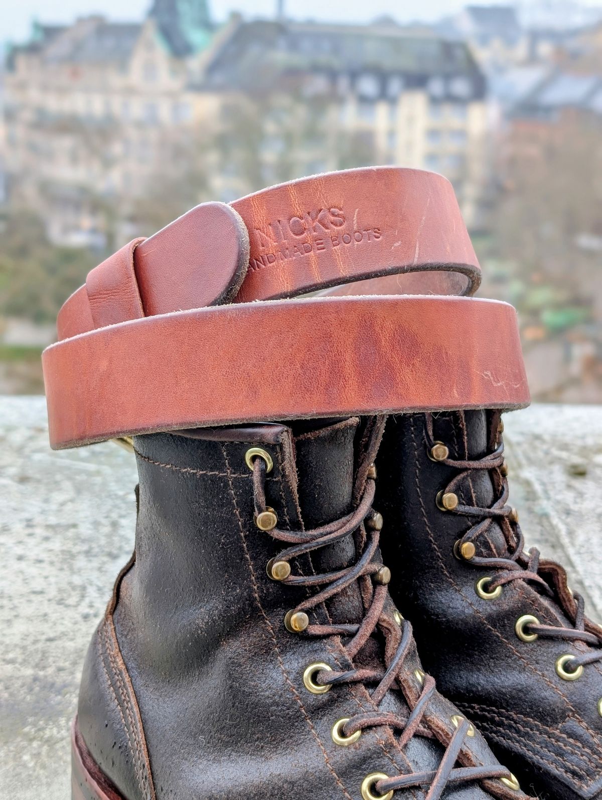 Photo by Gauffrier on February 1, 2026 of the Nicks Heavy duty Work Belt in Wickett & Craig Natural Double Stuffed.