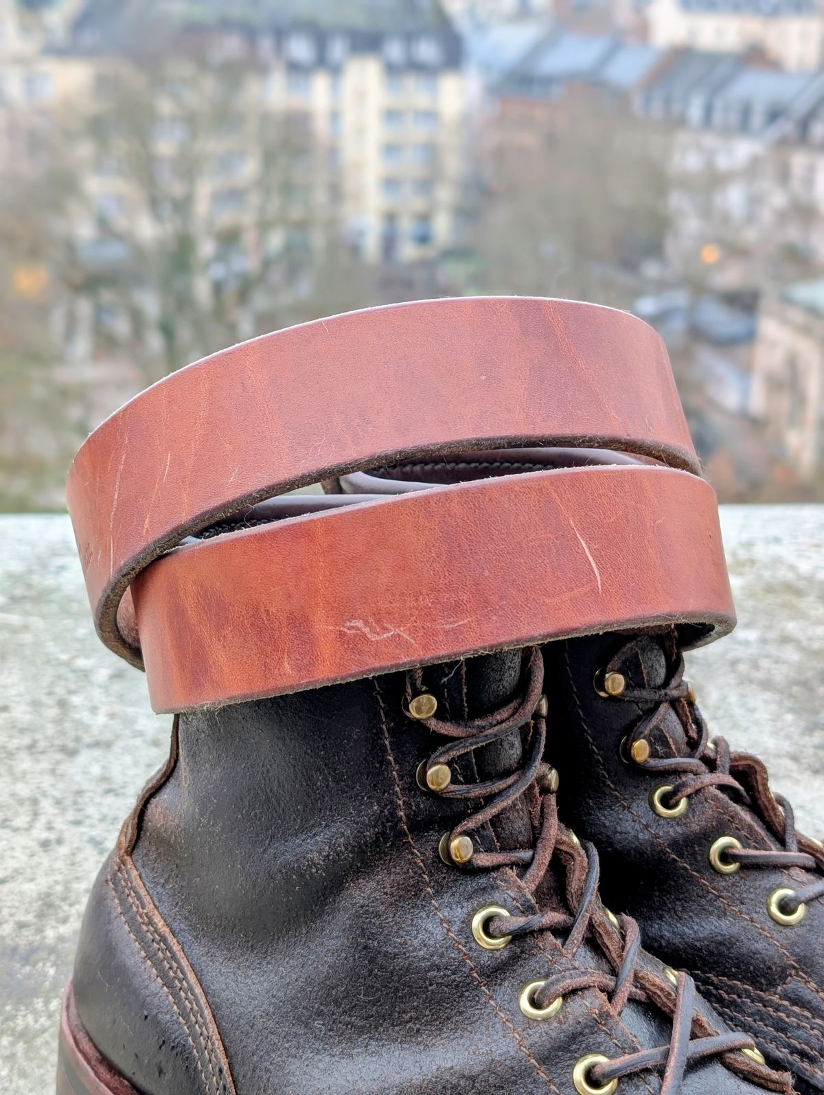 Photo by Gauffrier on February 1, 2026 of the Nicks Heavy duty Work Belt in Wickett & Craig Natural Double Stuffed.