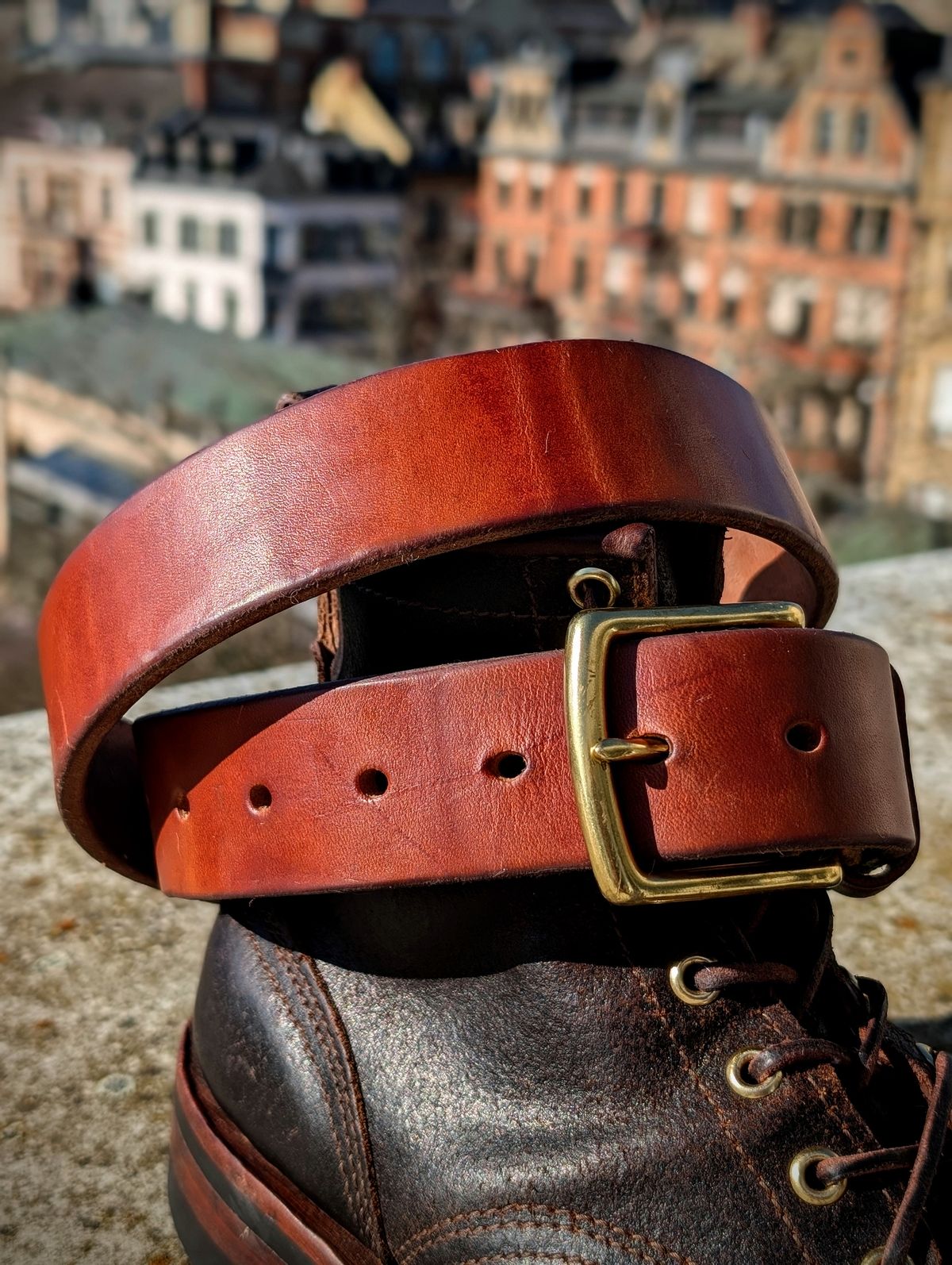 Photo by Gauffrier on March 1, 2026 of the Nicks Heavy duty Work Belt in Wickett & Craig Natural Double Stuffed.