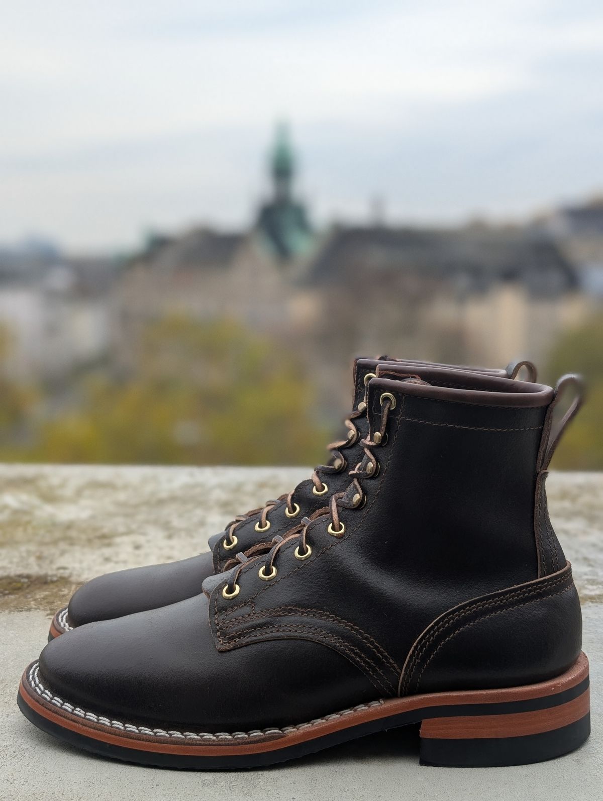 Photo by Gauffrier on November 1, 2025 of the Nicks Falcon in Horween Brown Waxed Flesh.