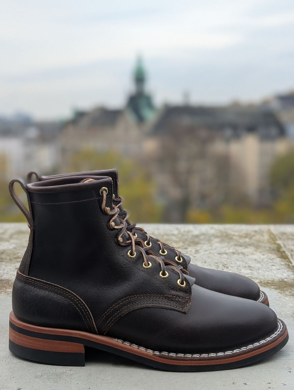 Photo by Gauffrier on November 1, 2025 of the Nicks Falcon in Horween Brown Waxed Flesh.