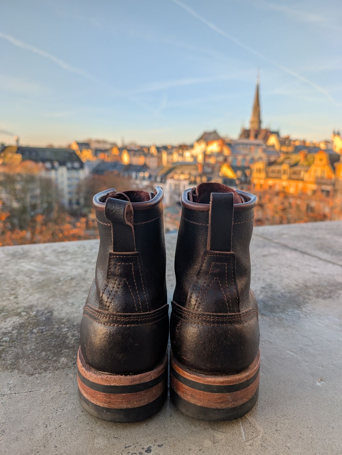 Photo by Gauffrier on December 1, 2025 of the Nicks Falcon in Horween Brown Waxed Flesh.