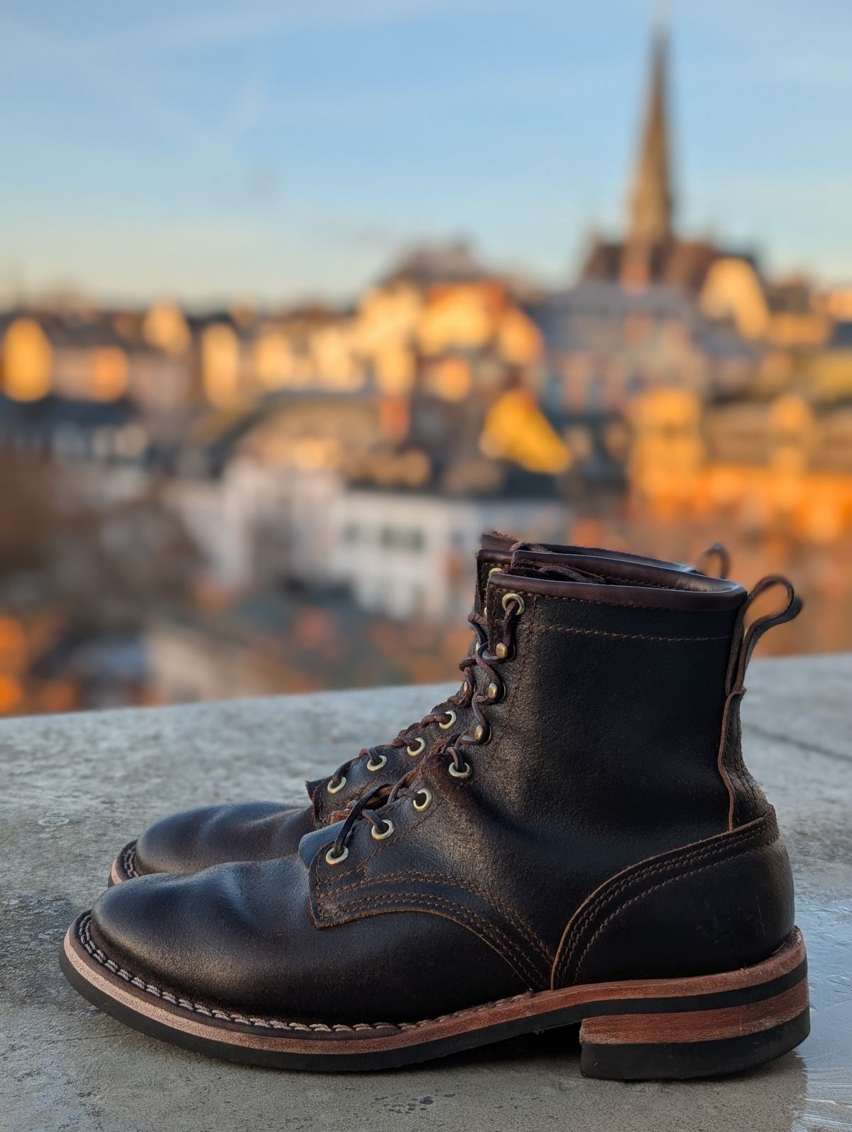 Photo by Gauffrier on December 1, 2025 of the Nicks Falcon in Horween Brown Waxed Flesh.