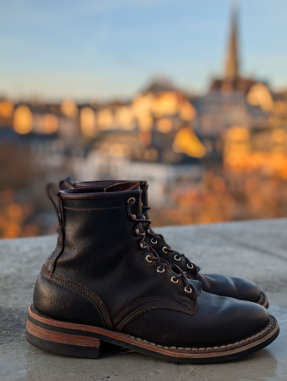 Photo by Gauffrier on December 1, 2025 of the Nicks Falcon in Horween Brown Waxed Flesh.