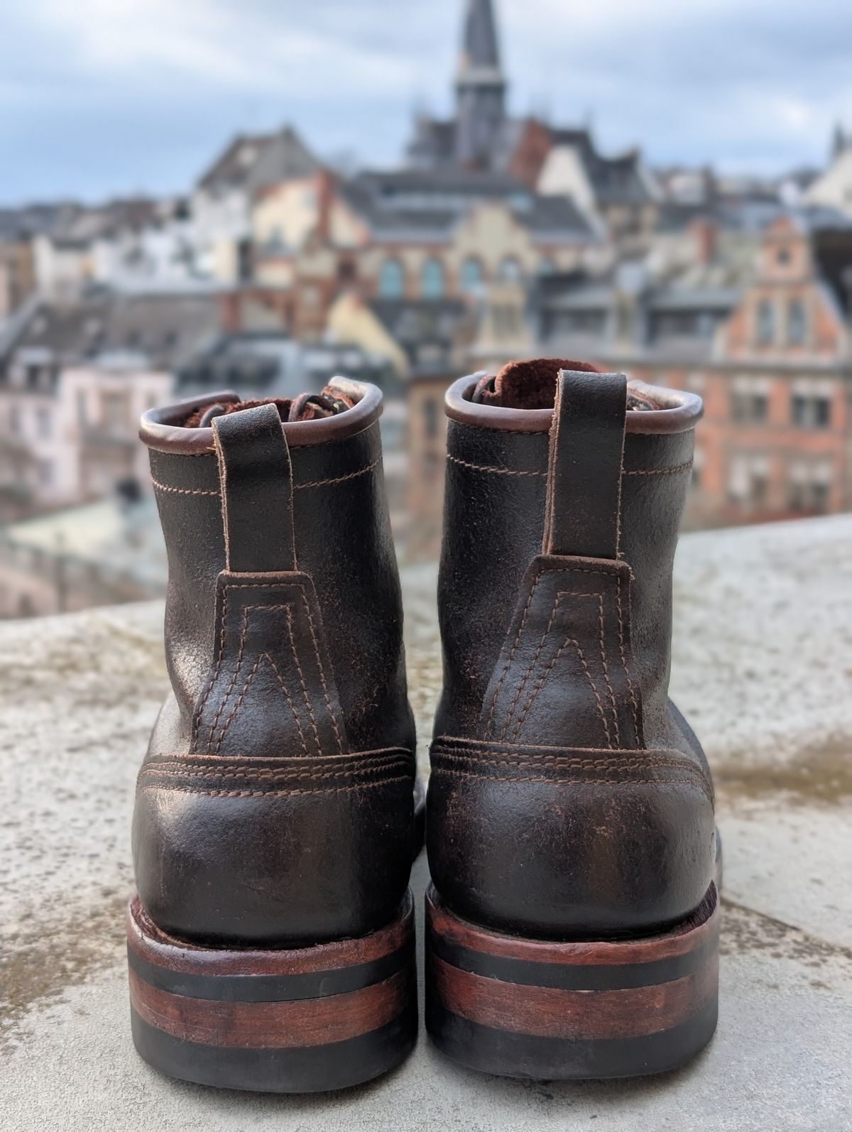 Photo by Gauffrier on January 1, 2026 of the Nicks Falcon in Horween Brown Waxed Flesh.