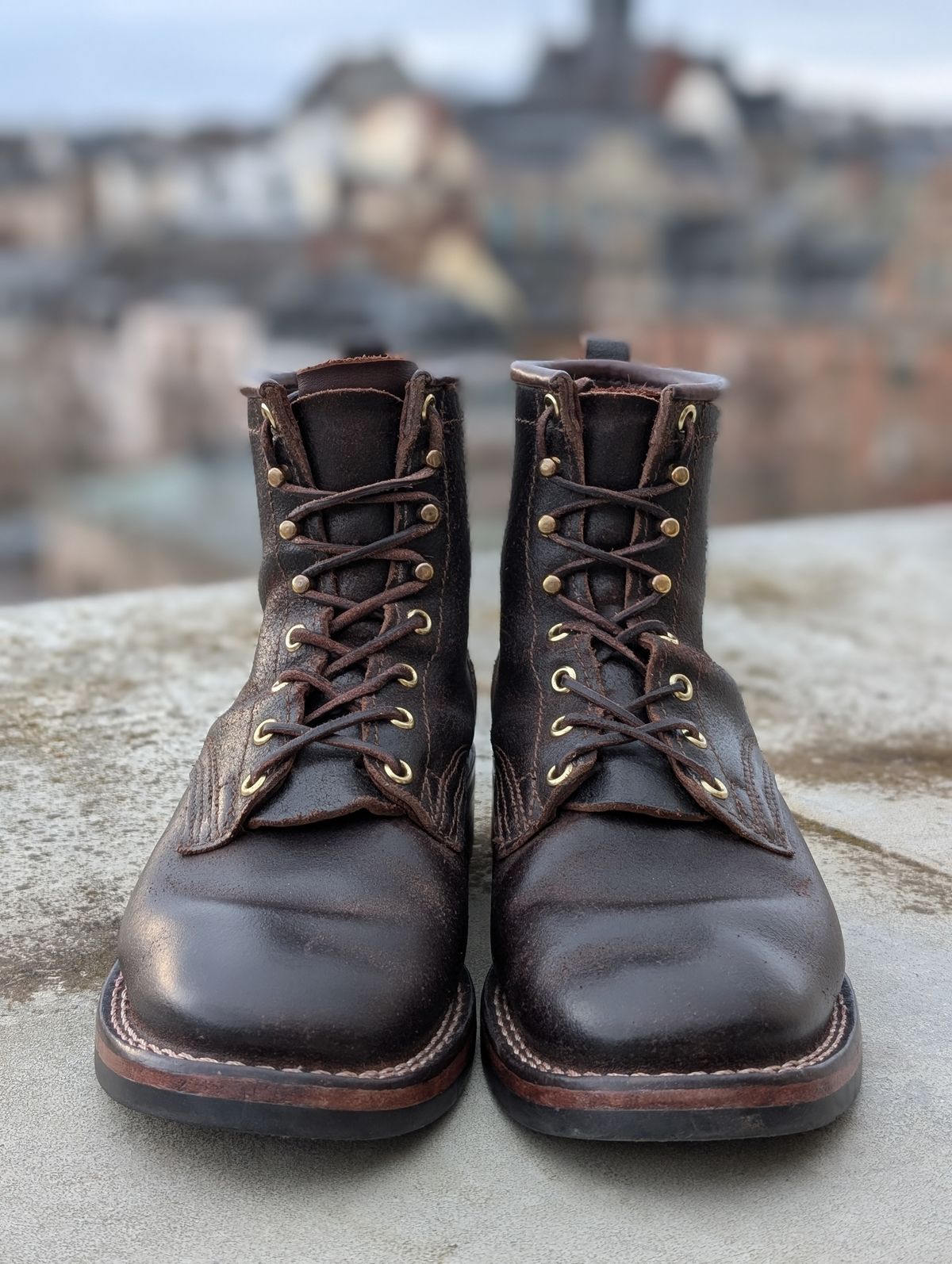 Photo by Gauffrier on January 1, 2026 of the Nicks Falcon in Horween Brown Waxed Flesh.
