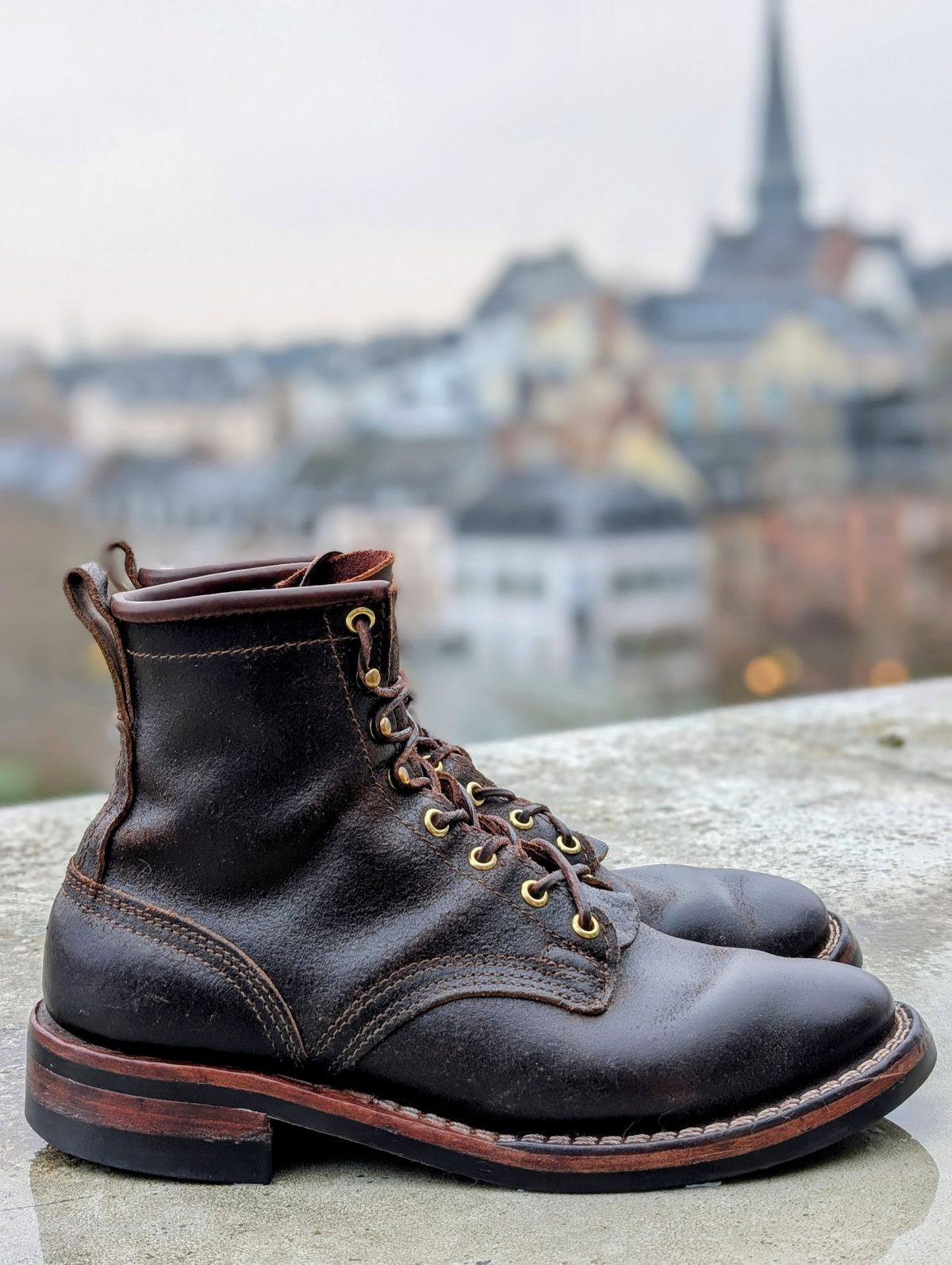 Photo by Gauffrier on February 1, 2026 of the Nicks Falcon in Horween Brown Waxed Flesh.