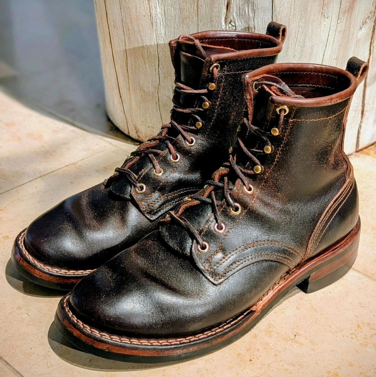 Photo by Gauffrier on April 4, 2026 of the Nicks Falcon in Horween Brown Waxed Flesh.