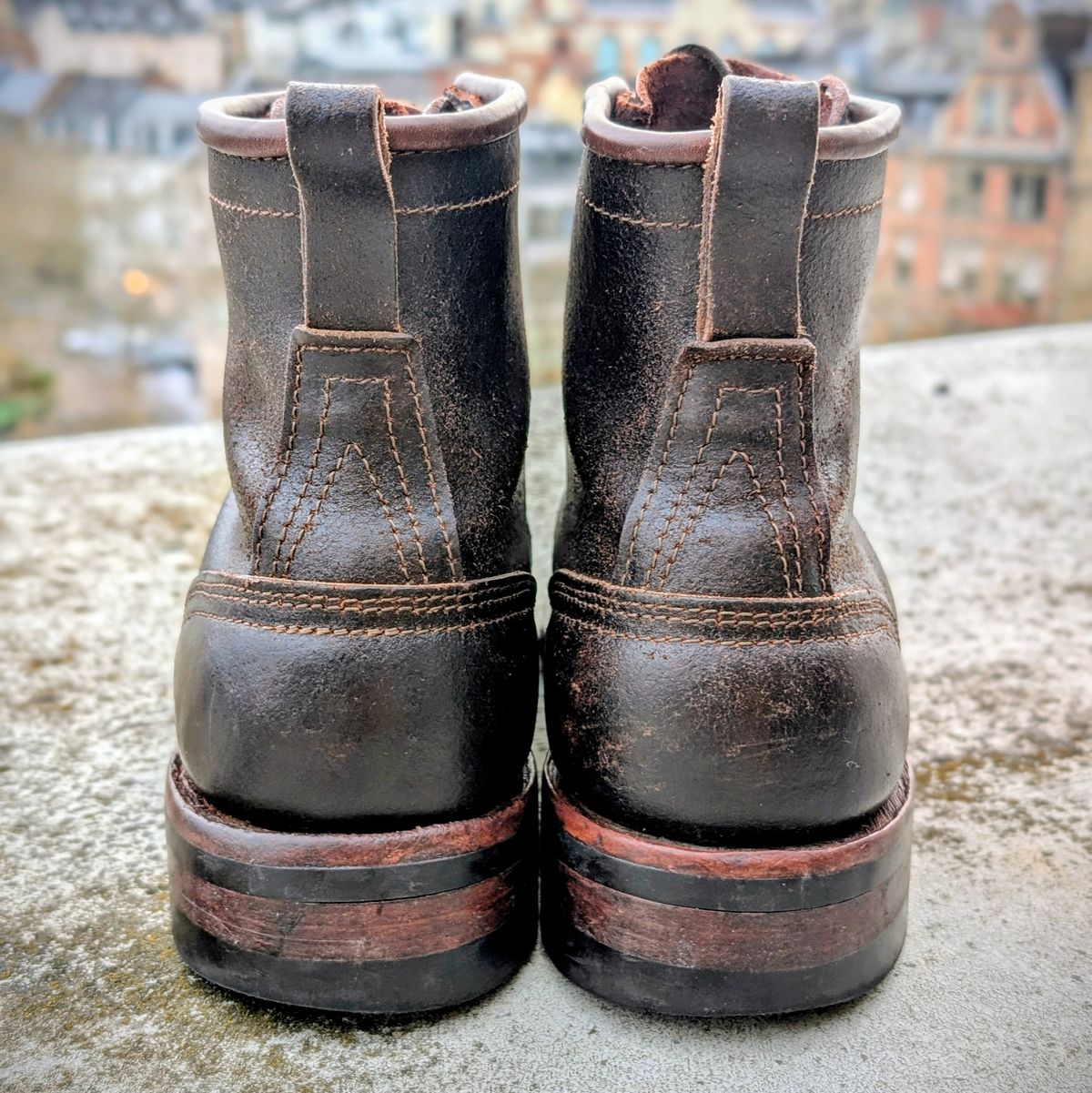 Photo by Gauffrier on April 3, 2026 of the Nicks Falcon in Horween Brown Waxed Flesh.