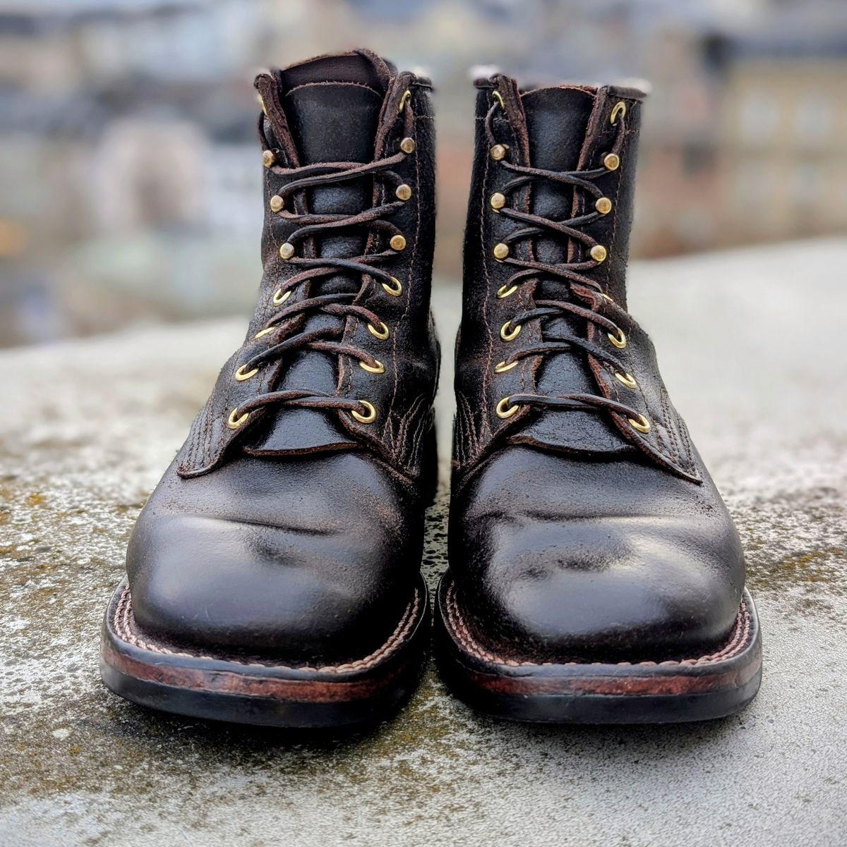 Photo by Gauffrier on April 3, 2026 of the Nicks Falcon in Horween Brown Waxed Flesh.