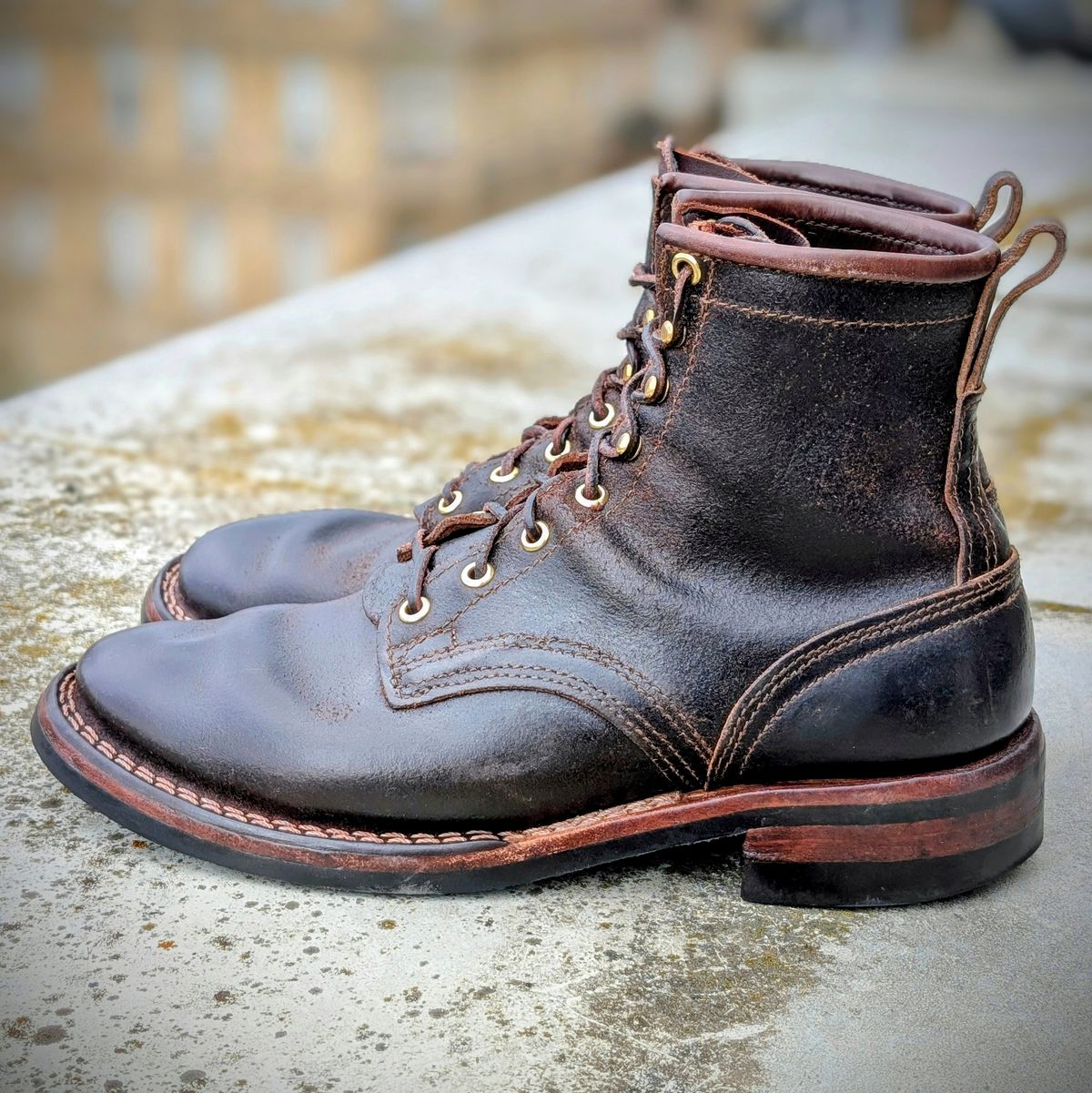 Photo by Gauffrier on April 4, 2026 of the Nicks Falcon in Horween Brown Waxed Flesh.