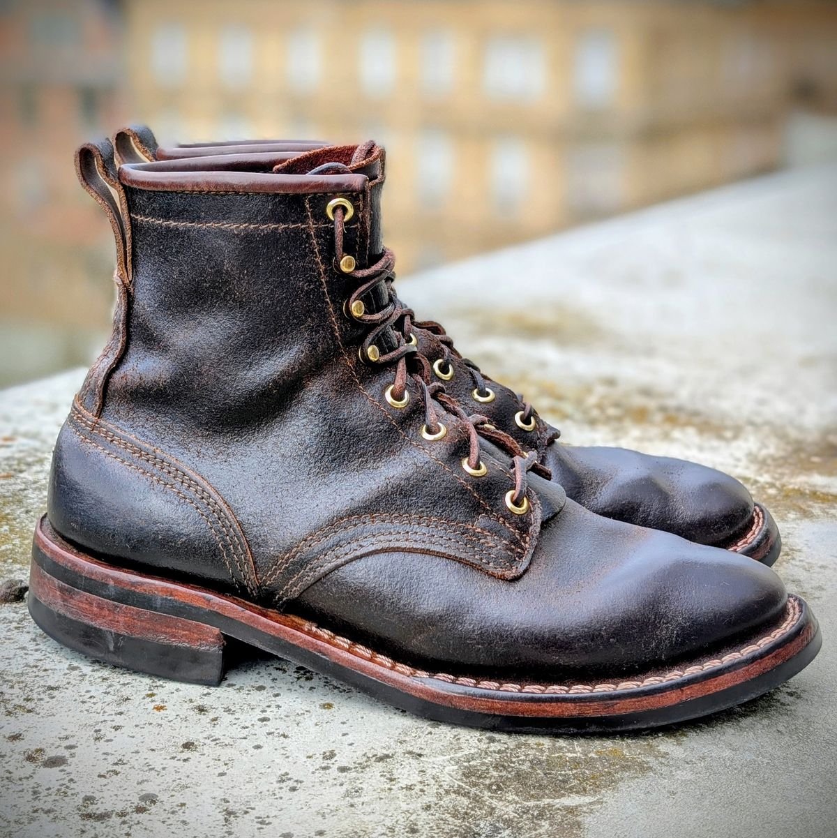 Photo by Gauffrier on April 4, 2026 of the Nicks Falcon in Horween Brown Waxed Flesh.