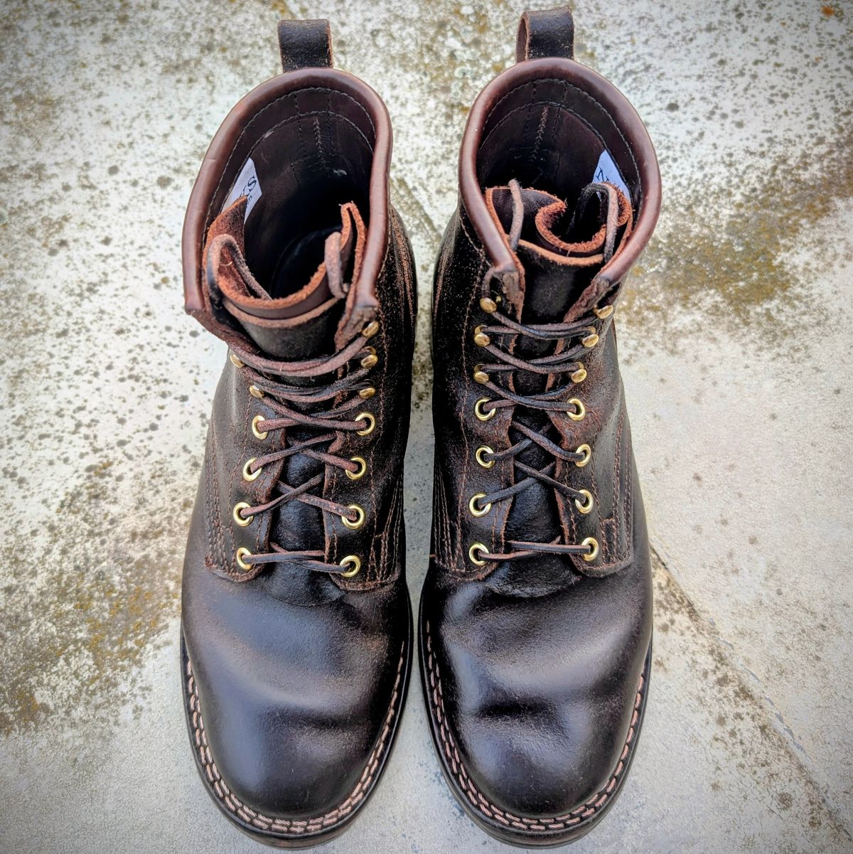 Photo by Gauffrier on April 3, 2026 of the Nicks Falcon in Horween Brown Waxed Flesh.