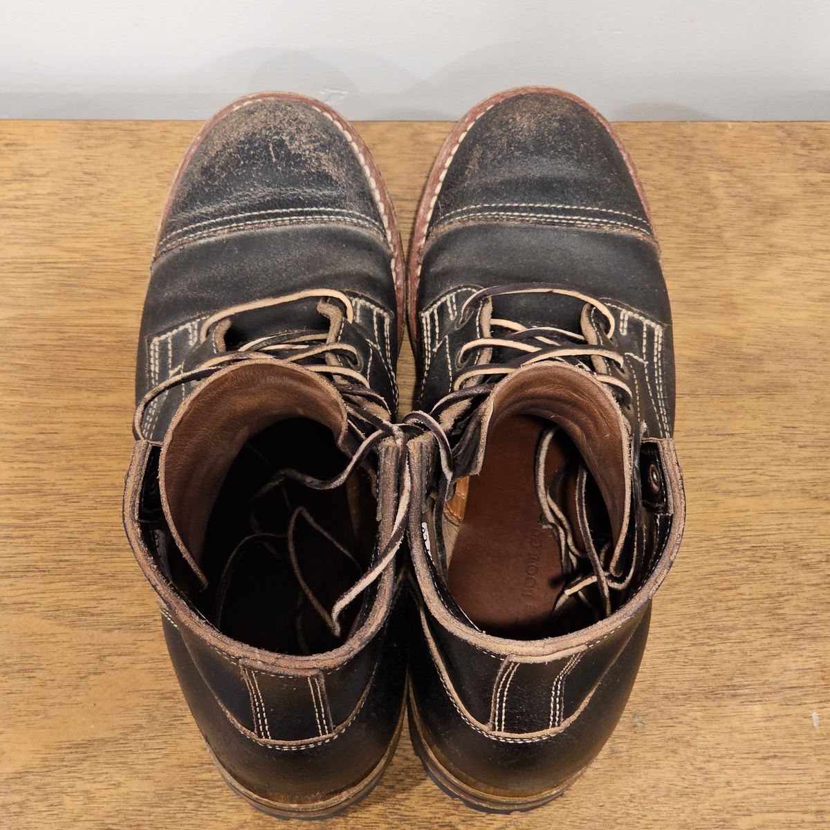 Photo by Cayman on November 5, 2025 of the Truman Cap Toe Boot in Horween Black Waxed Flesh.