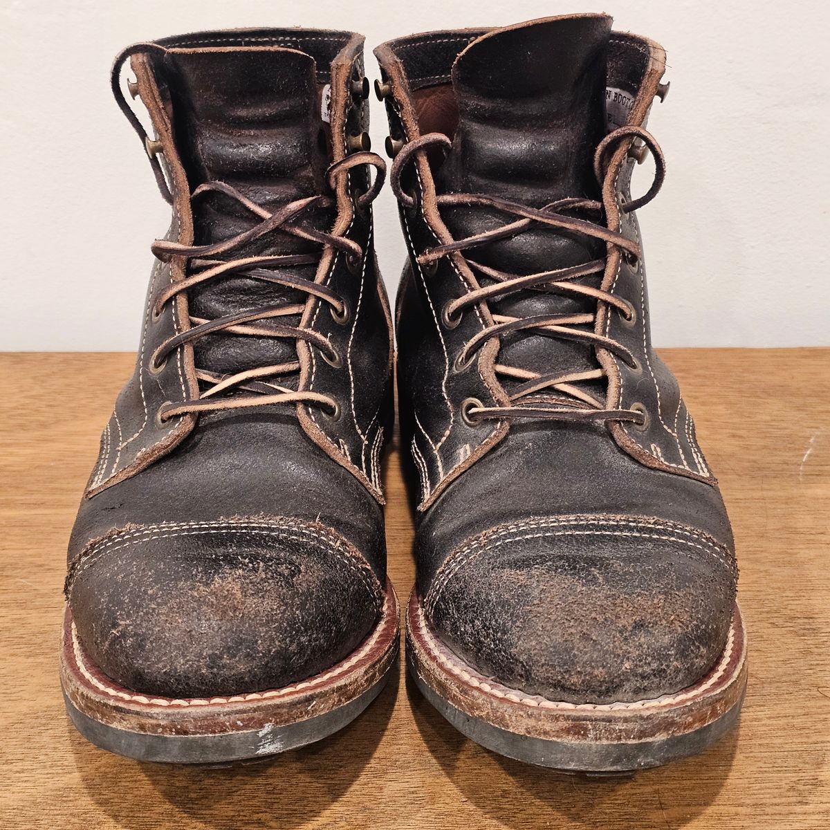 Photo by Cayman on December 5, 2025 of the Truman Cap Toe Boot in Horween Black Waxed Flesh.