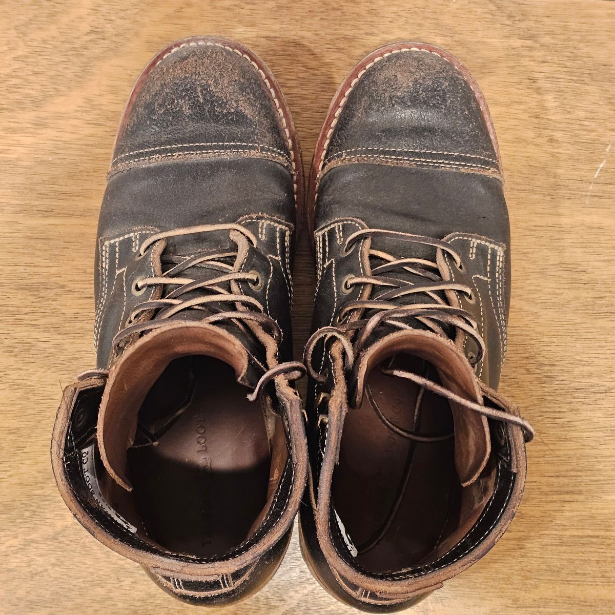 Photo by Cayman on December 5, 2025 of the Truman Cap Toe Boot in Horween Black Waxed Flesh.