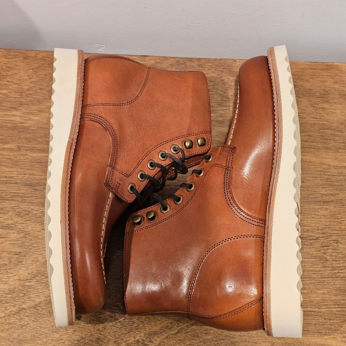 Photo by Cayman on October 5, 2025 of the Grant Stone Brass Boot in Badalassi Carlo Saddle Tan Minerva.