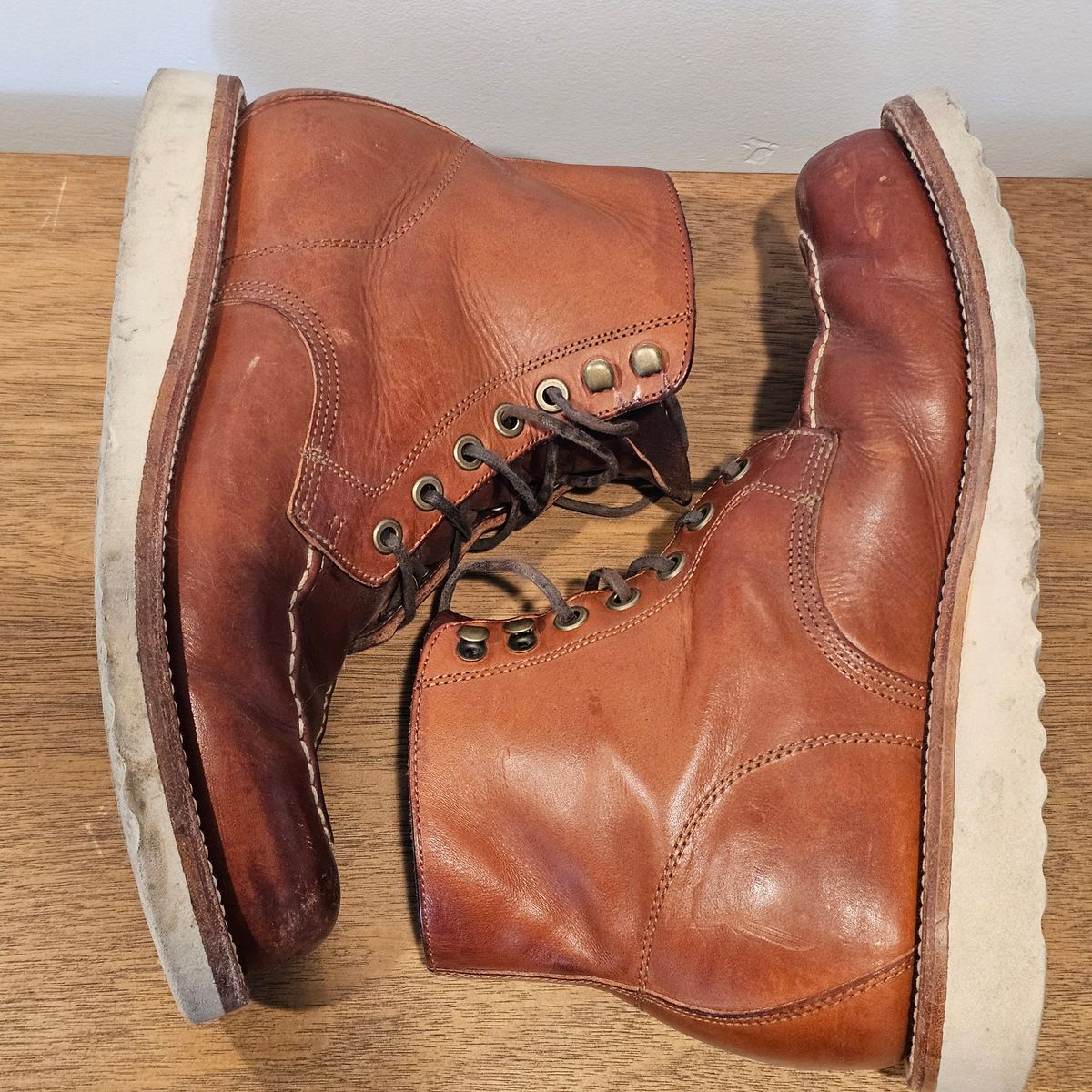 Photo by Cayman on February 5, 2026 of the Grant Stone Brass Boot in Badalassi Carlo Saddle Tan Minerva.