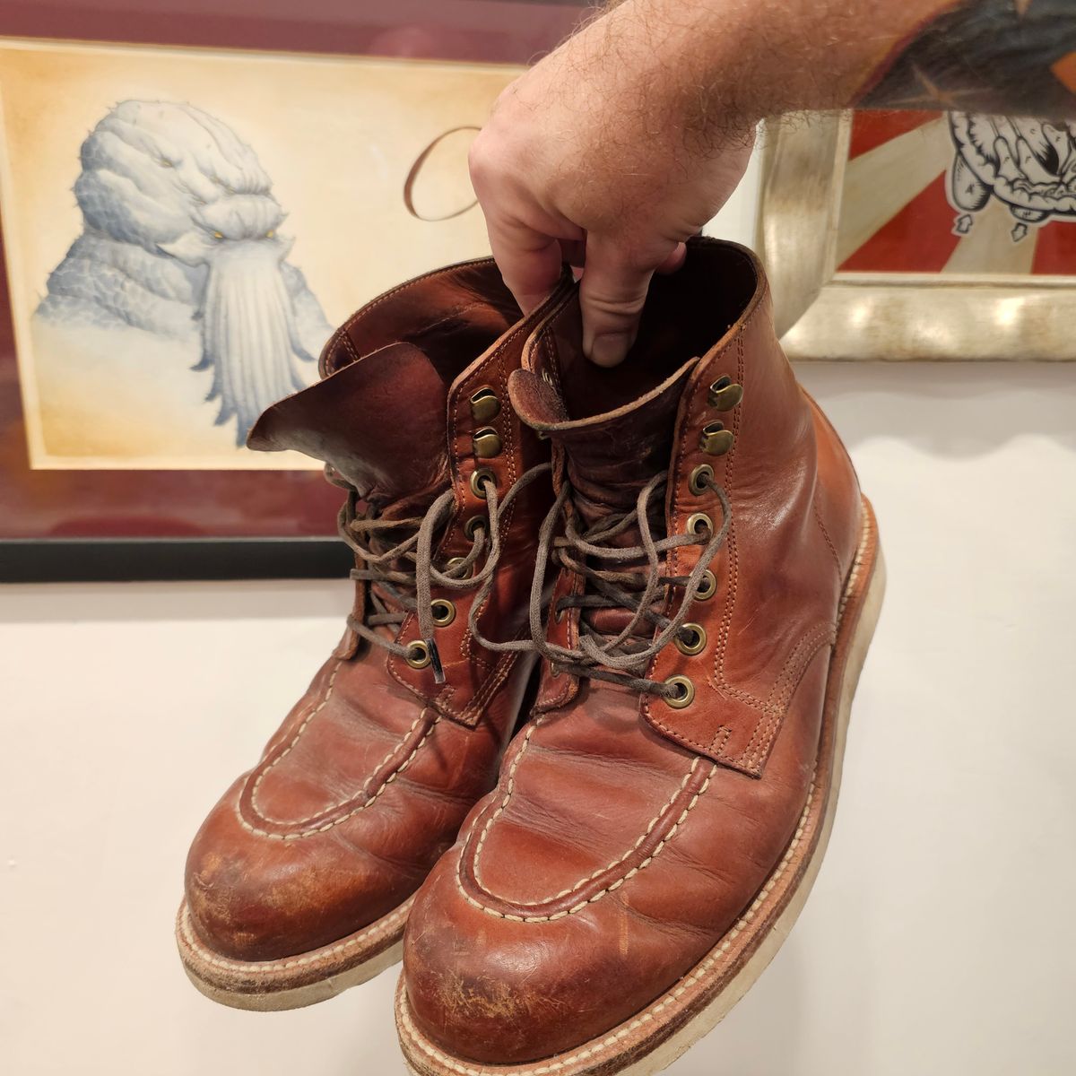 Photo by Cayman on April 6, 2026 of the Grant Stone Brass Boot in Badalassi Carlo Saddle Tan Minerva.