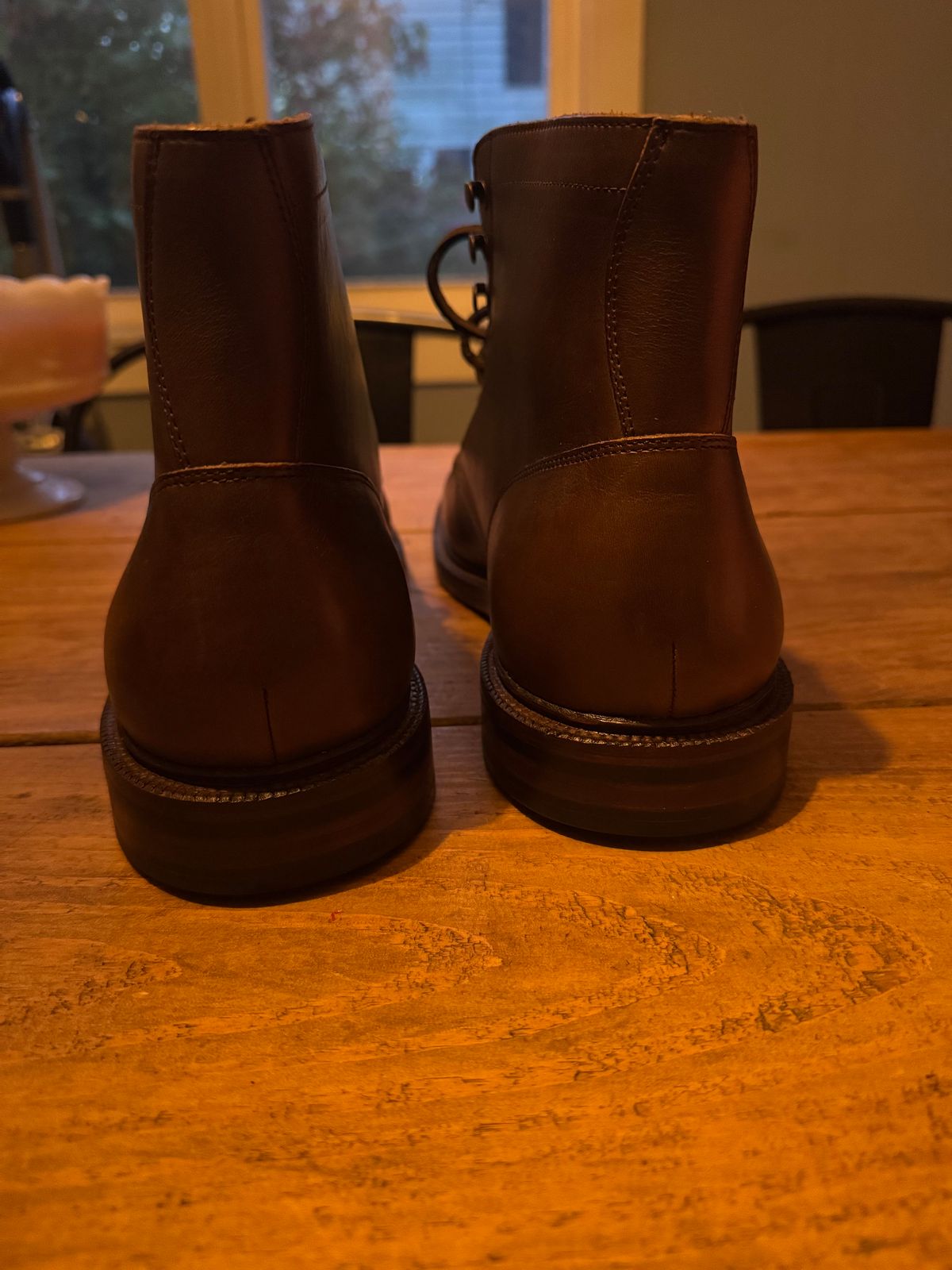 Photo by fpiper on October 1, 2024 of the Grant Stone Ottawa Boot in Horween Crimson Chromexcel.