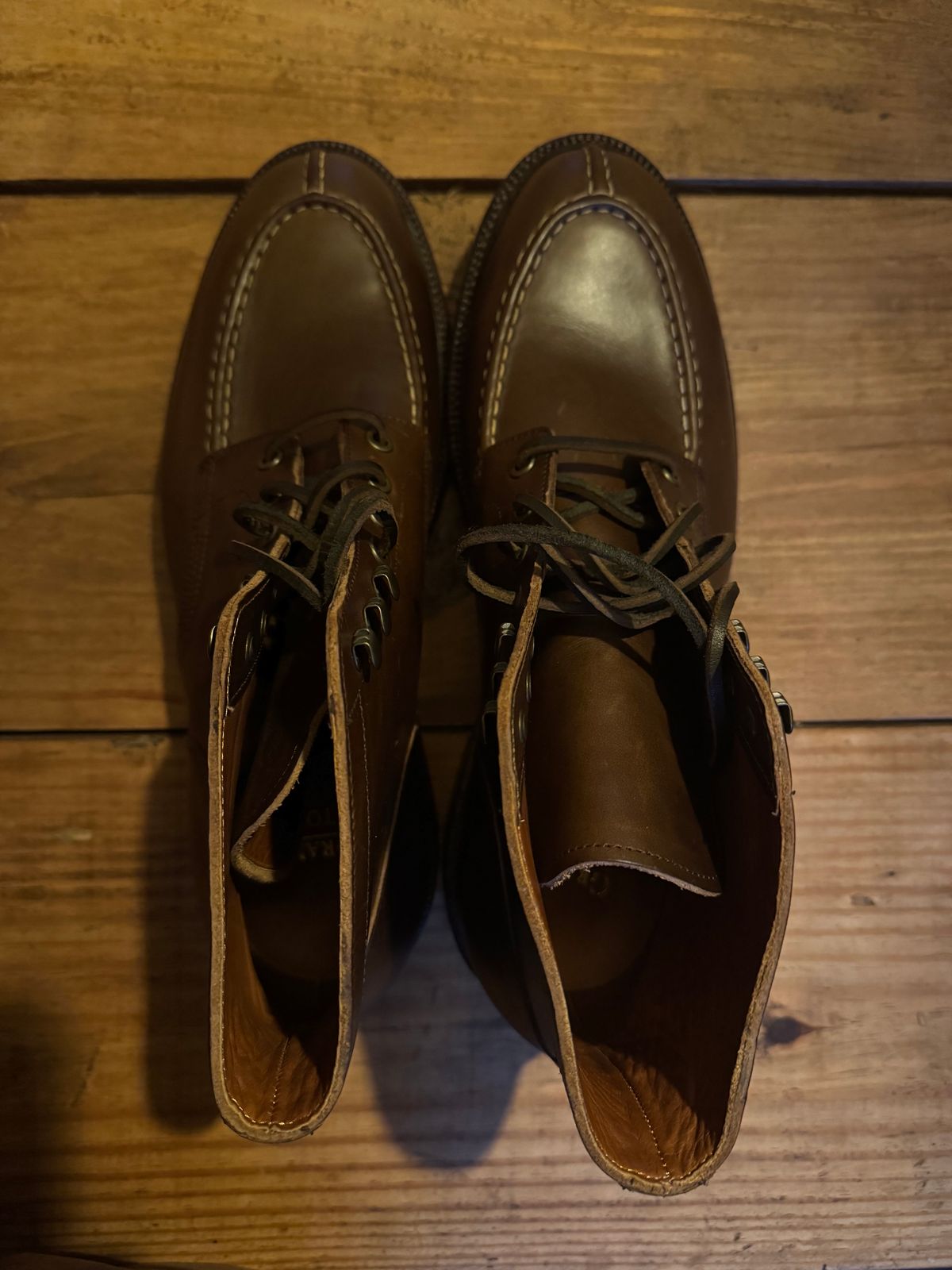 Photo by fpiper on October 1, 2024 of the Grant Stone Ottawa Boot in Horween Crimson Chromexcel.