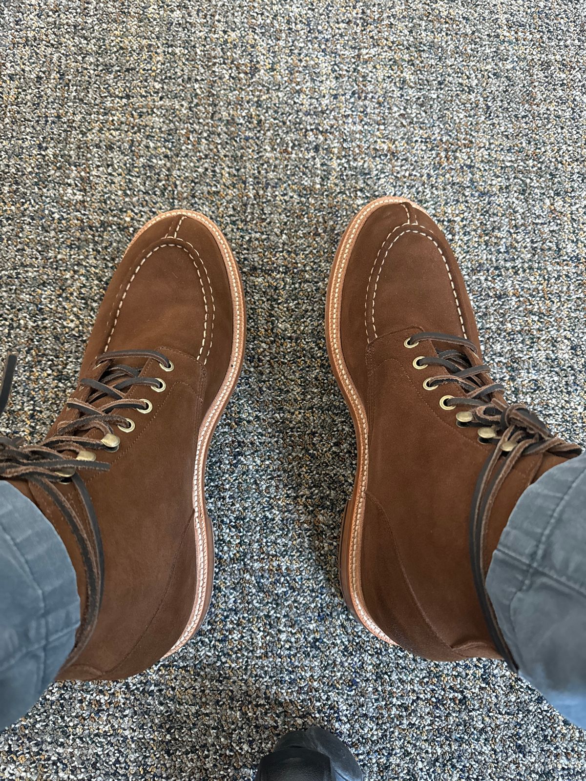 Photo by fpiper on September 9, 2024 of the Grant Stone Ottawa Boot in C.F. Stead Bourbon Repello Calf Suede.