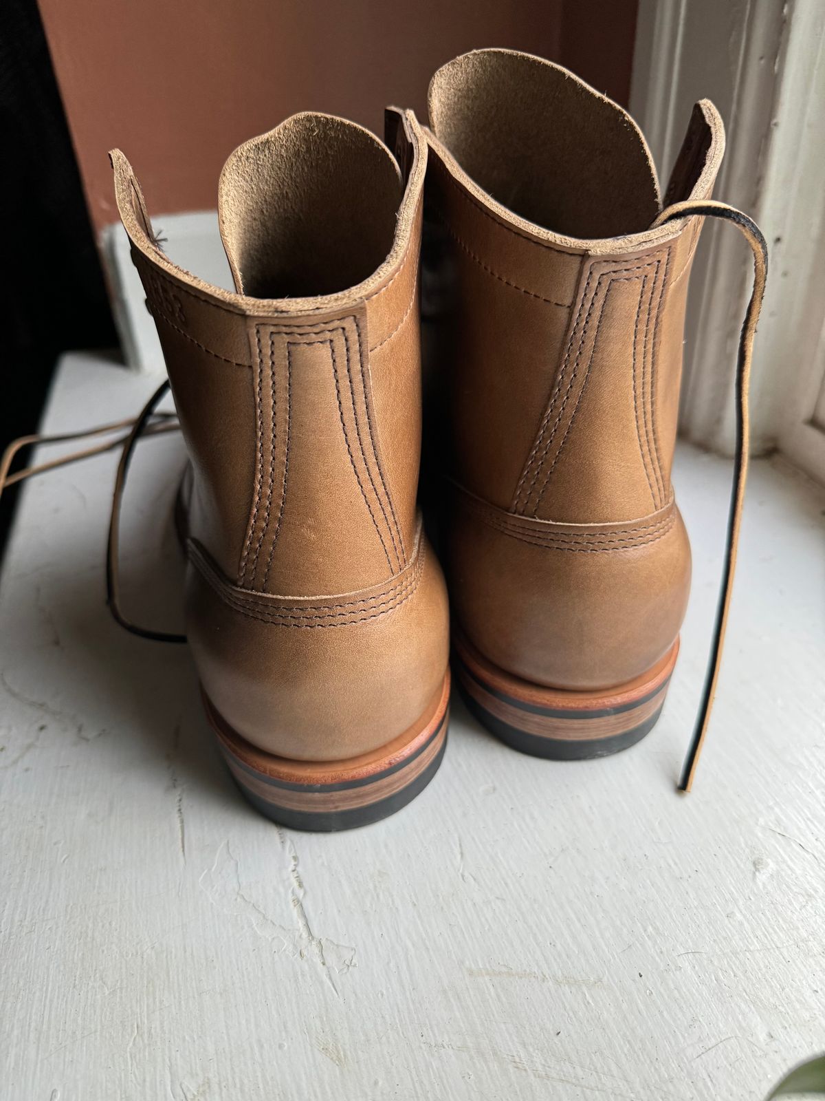 Photo by fpiper on July 24, 2024 of the White's MP-Sherman Plain Toe in Horween Natural Chromexcel.