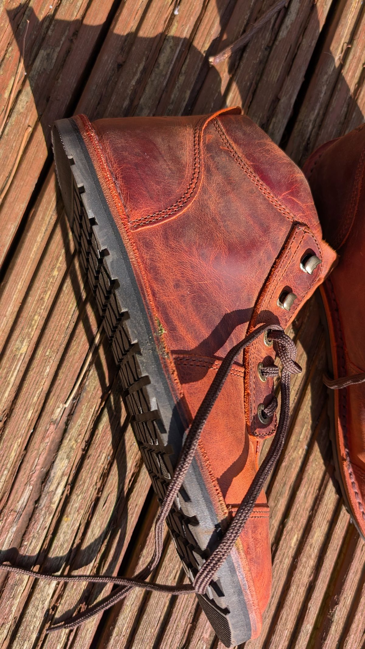Photo by NickBardi on March 19, 2026 of the Jim Green African Ranger Barefoot Boot in Bronco Russet.