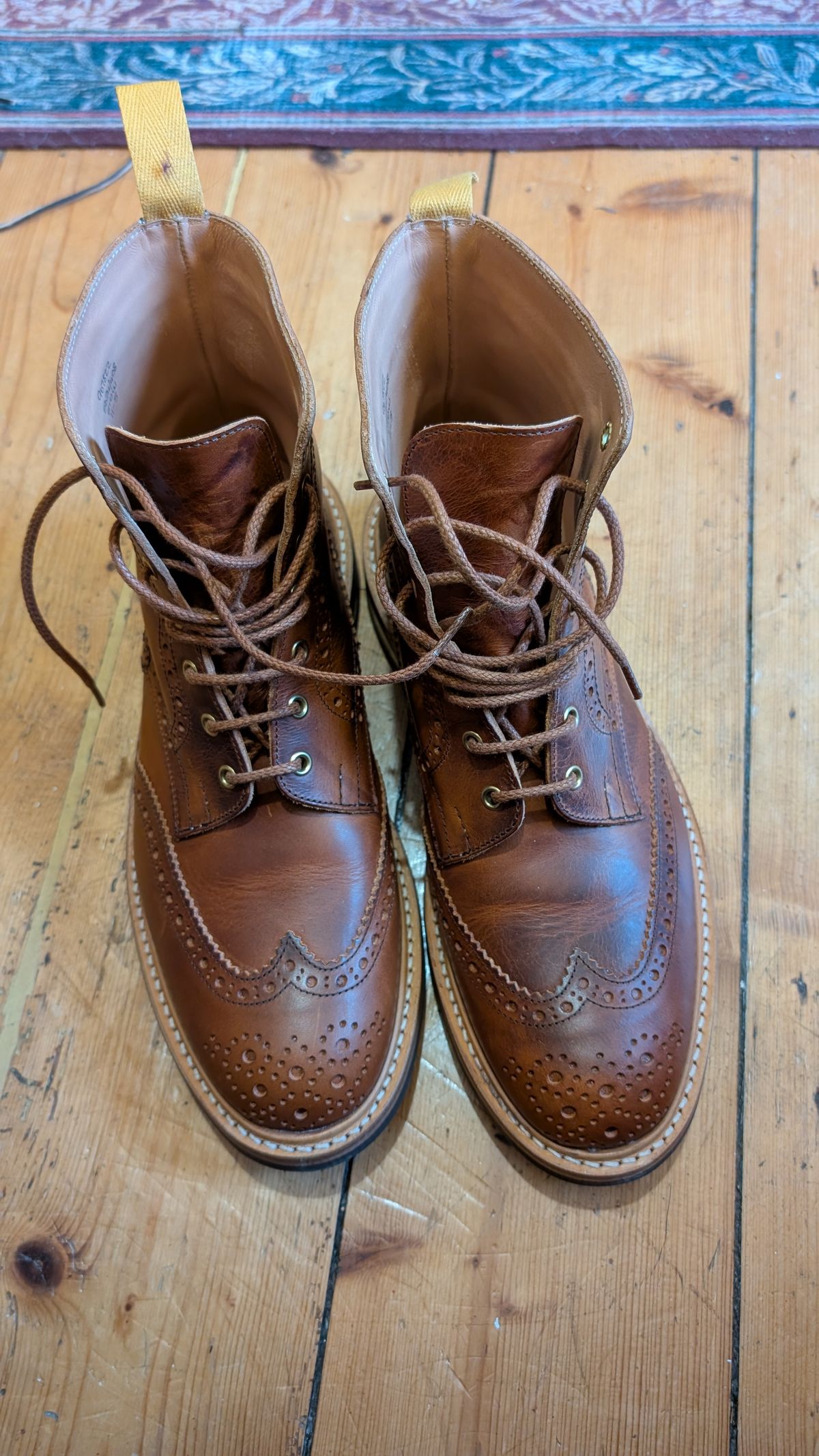 Photo by NickBardi on March 5, 2026 of the Tricker's Stow Country Boot in Badalassi Carlo Waxy Tan Cognac.