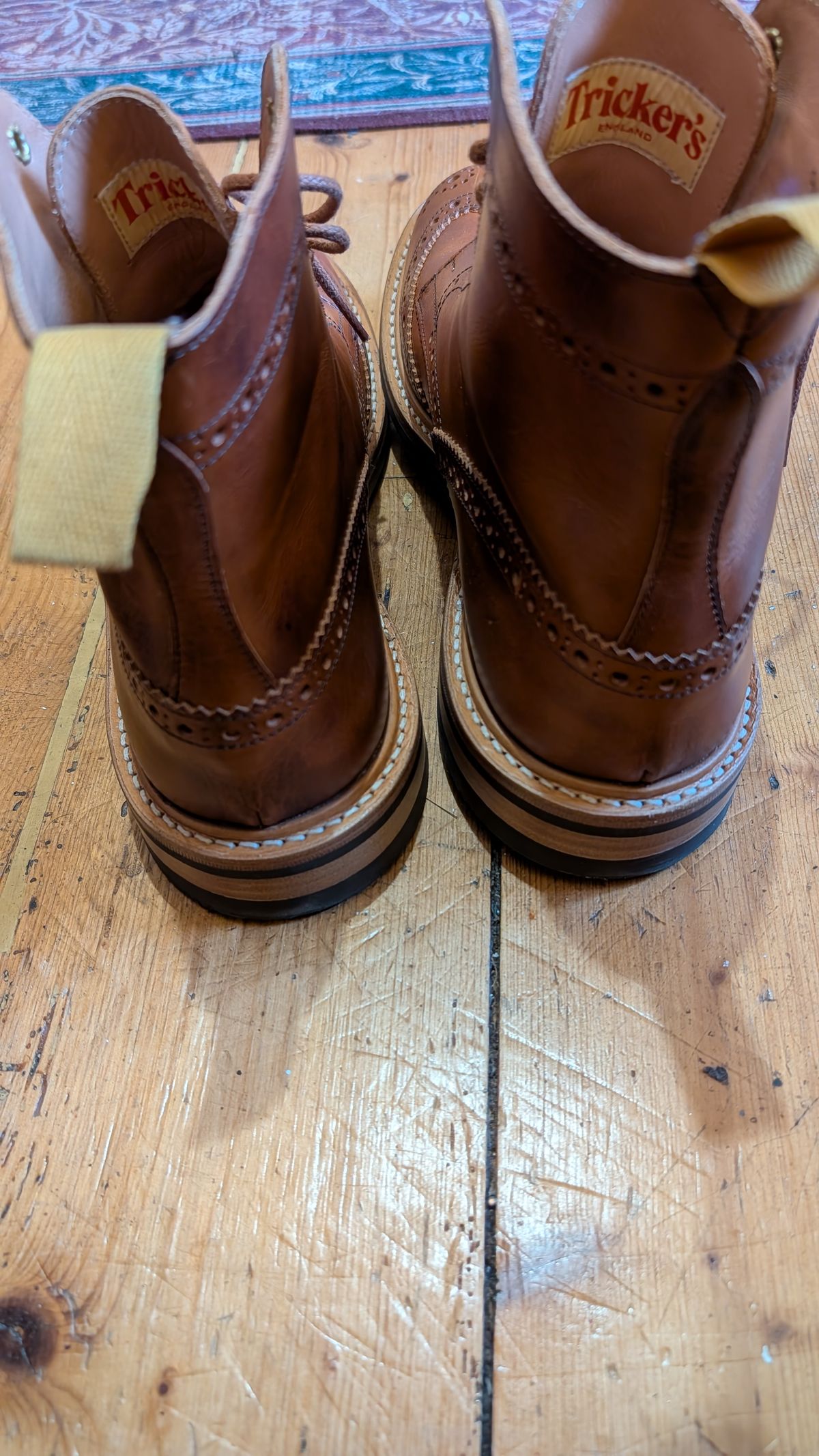 Photo by NickBardi on March 5, 2026 of the Tricker's Stow Country Boot in Badalassi Carlo Waxy Tan Cognac.