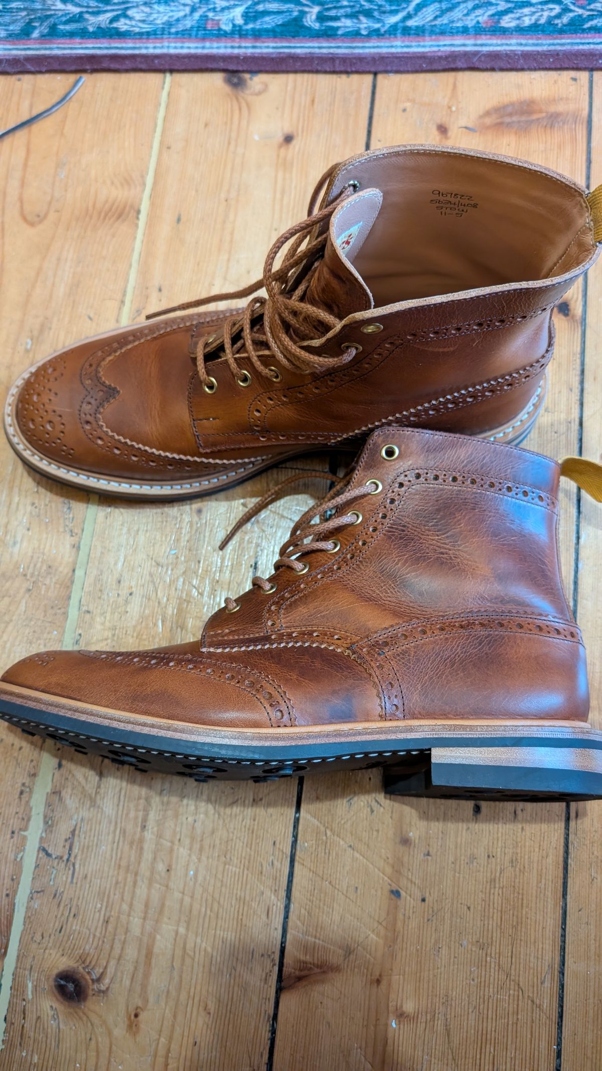 Photo by NickBardi on March 5, 2026 of the Tricker's Stow Country Boot in Badalassi Carlo Waxy Tan Cognac.