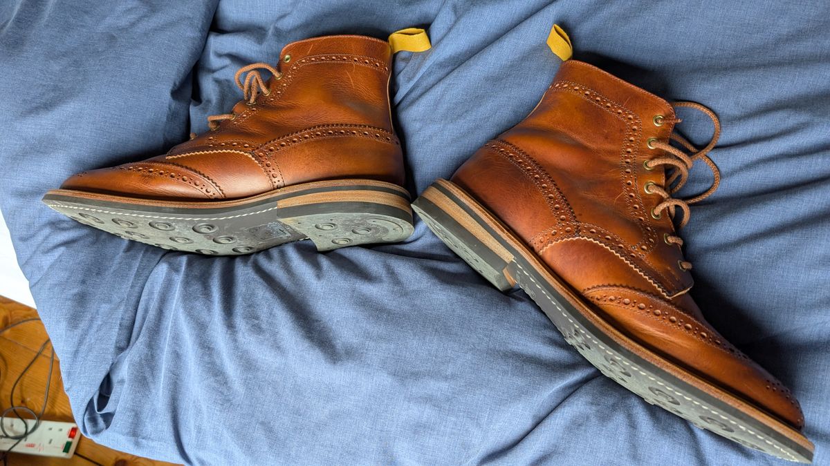 Photo by NickBardi on March 16, 2026 of the Tricker's Stow Country Boot in Badalassi Carlo Waxy Tan Cognac.
